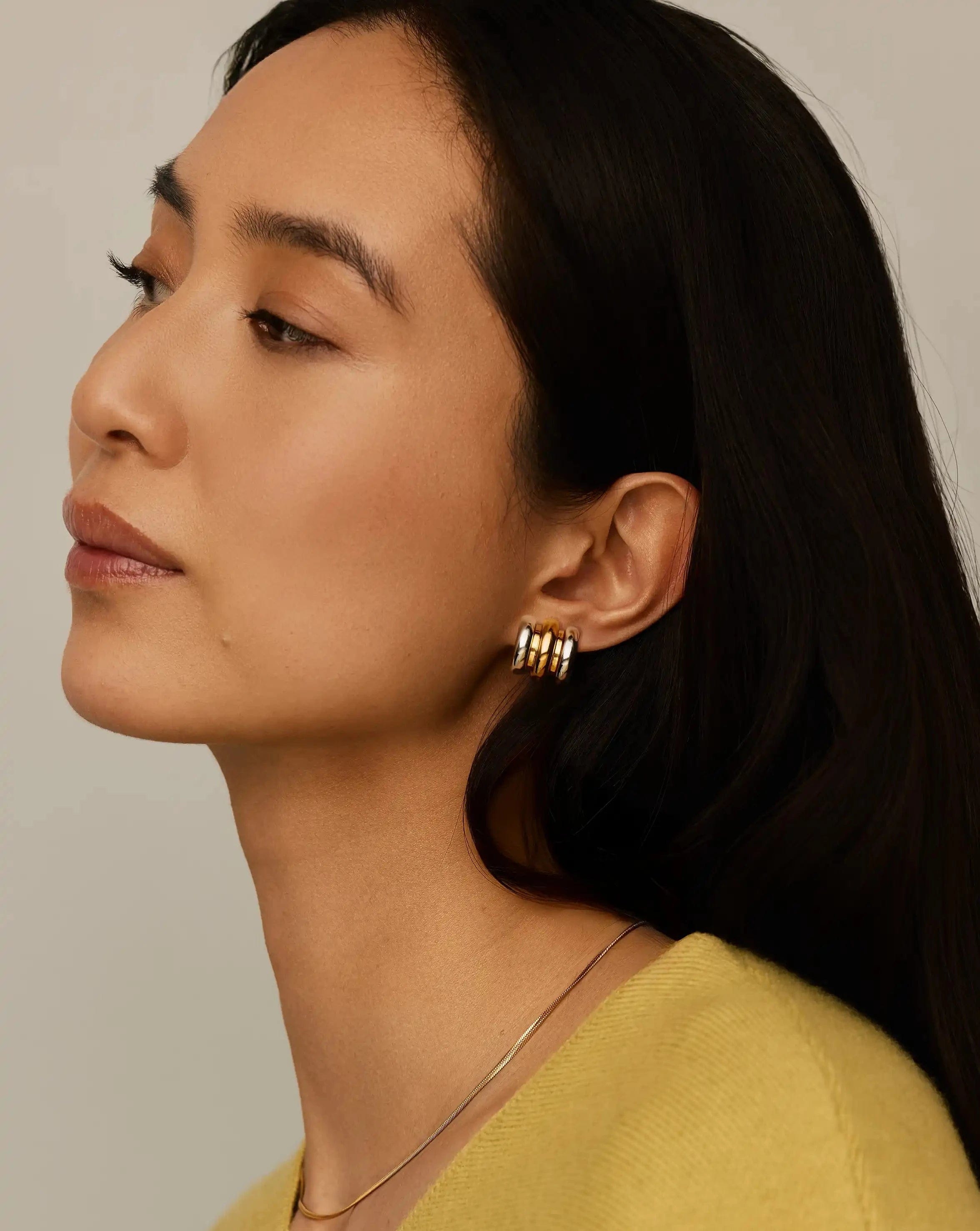 Triple Ridge Oversized Studs | 18ct Gold Plated/Platinum Plated