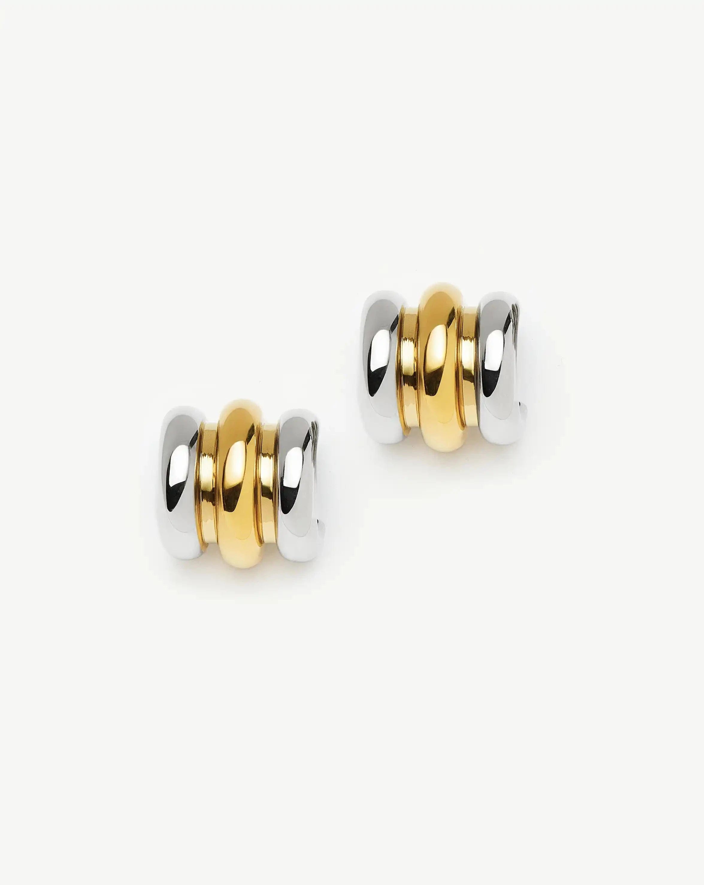 Triple Ridge Oversized Studs | 18ct Gold Plated/Platinum Plated