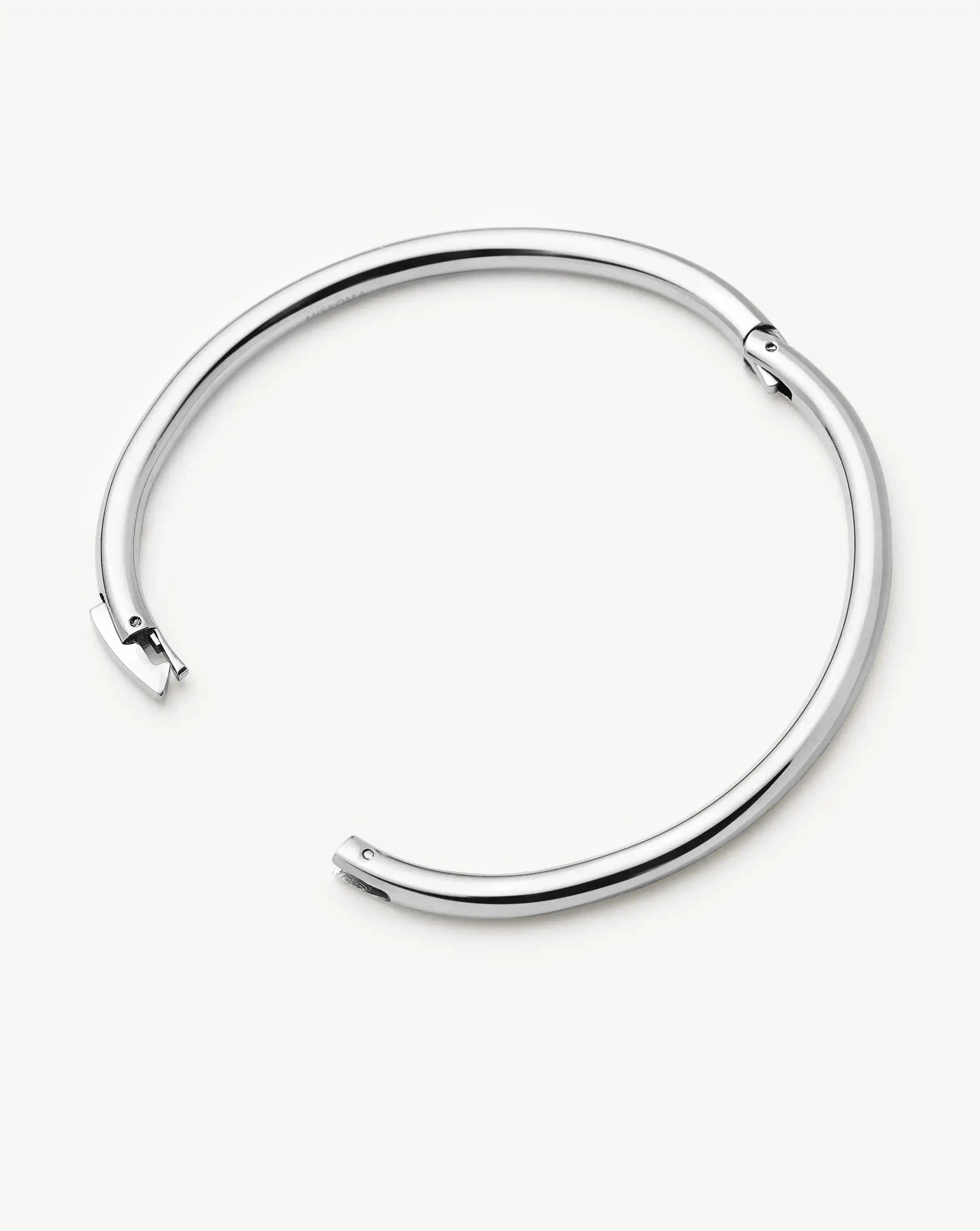 Classic Round Hinged Bangle | Platinum Plated