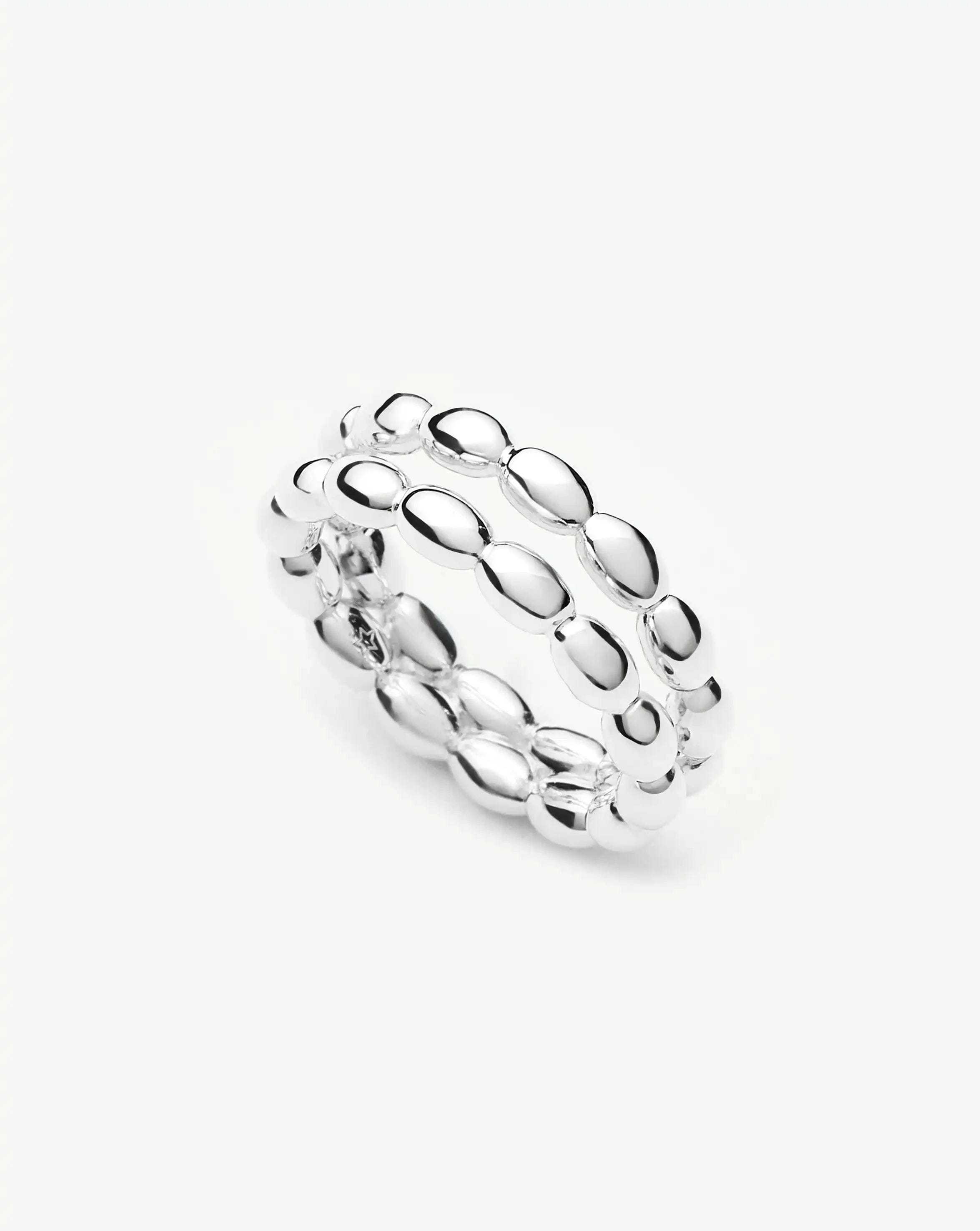 RING Molten Olive Stacked Ring | Silver Plated