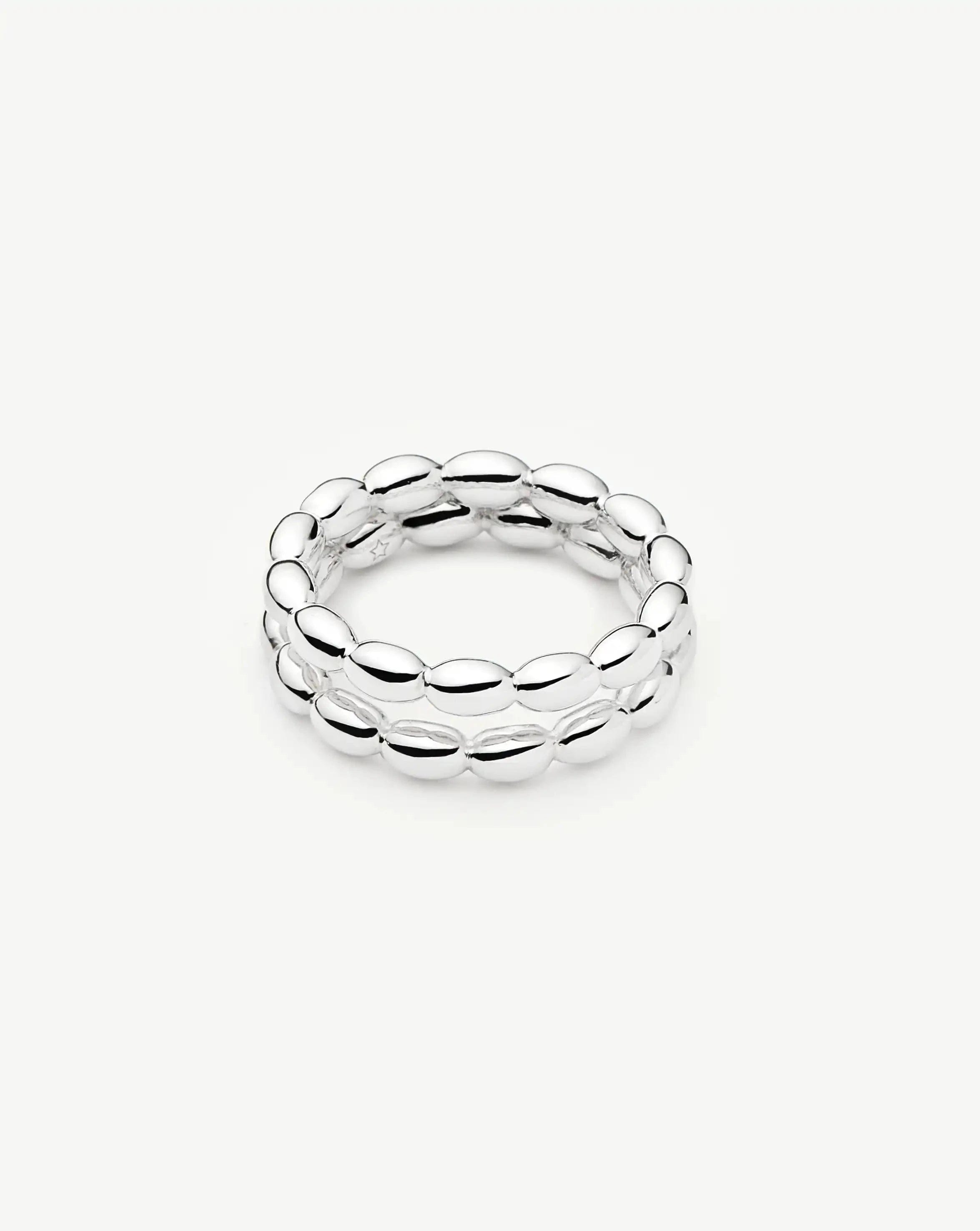 RING Molten Olive Stacked Ring | Silver Plated
