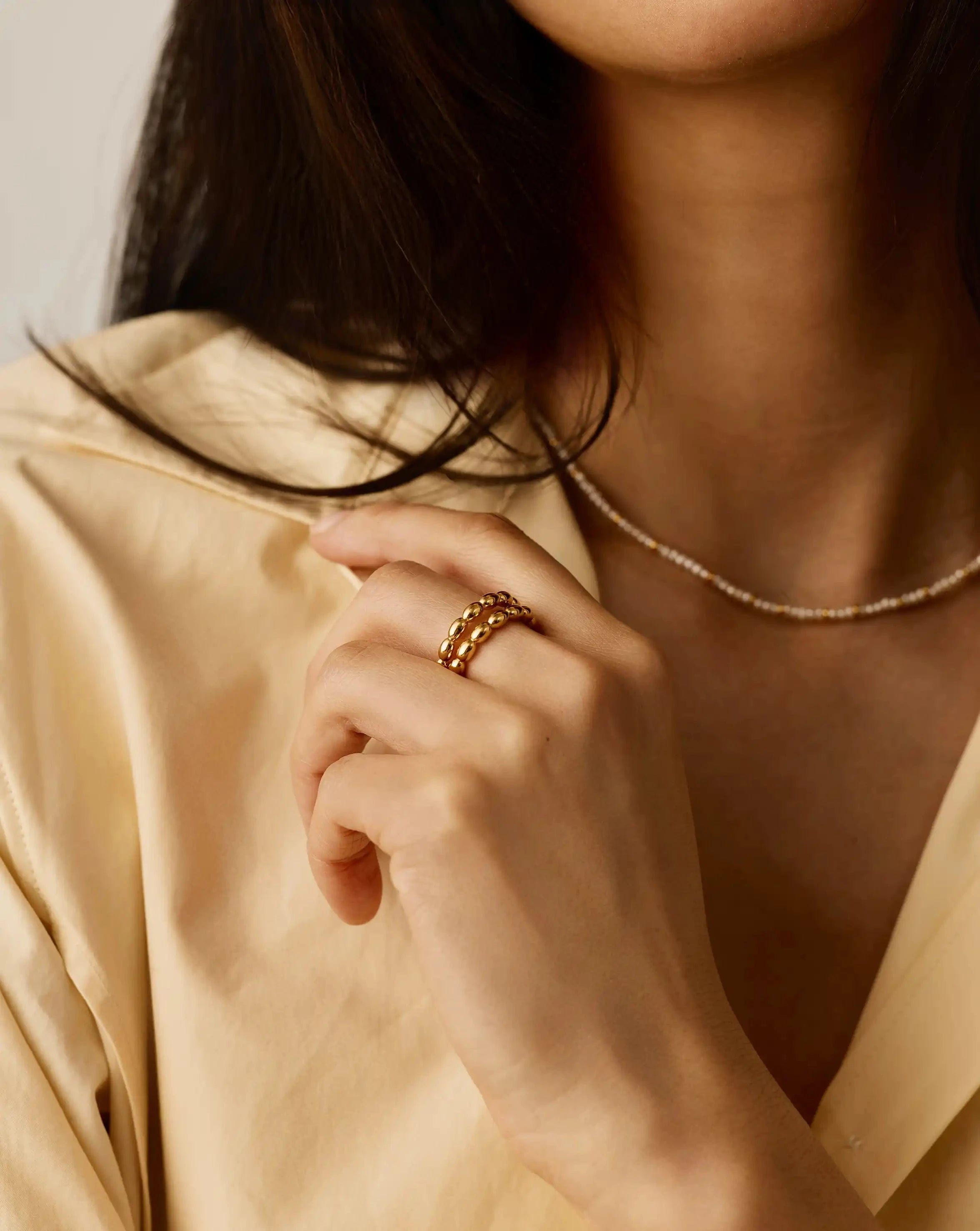 RING Molten Olive Stacked Ring | 18ct Gold Plated