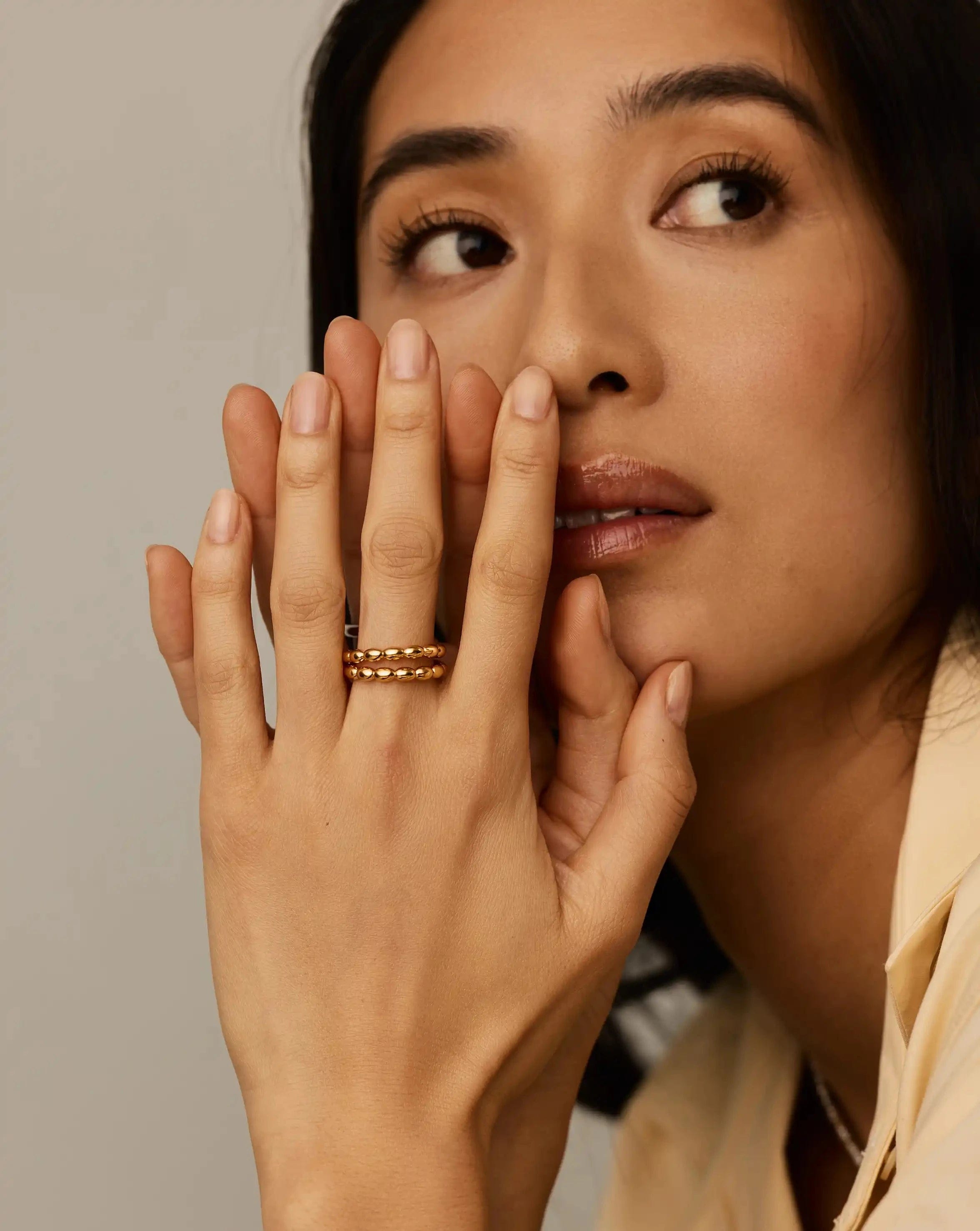 RING Molten Olive Stacked Ring | 18ct Gold Plated