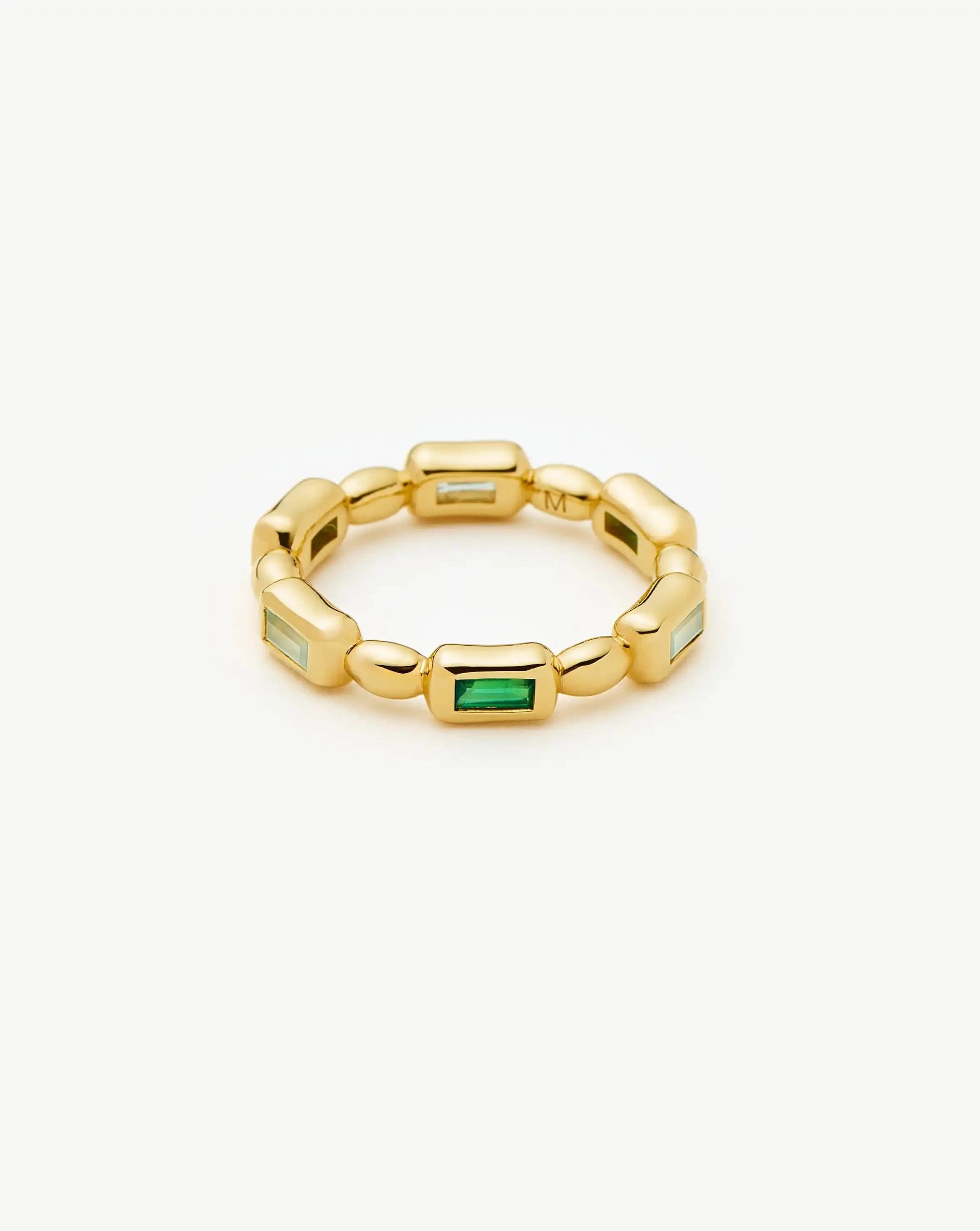 RING Molten Gemstone Stacking Ring | 18ct Gold Plated/Blue & Green Onyx