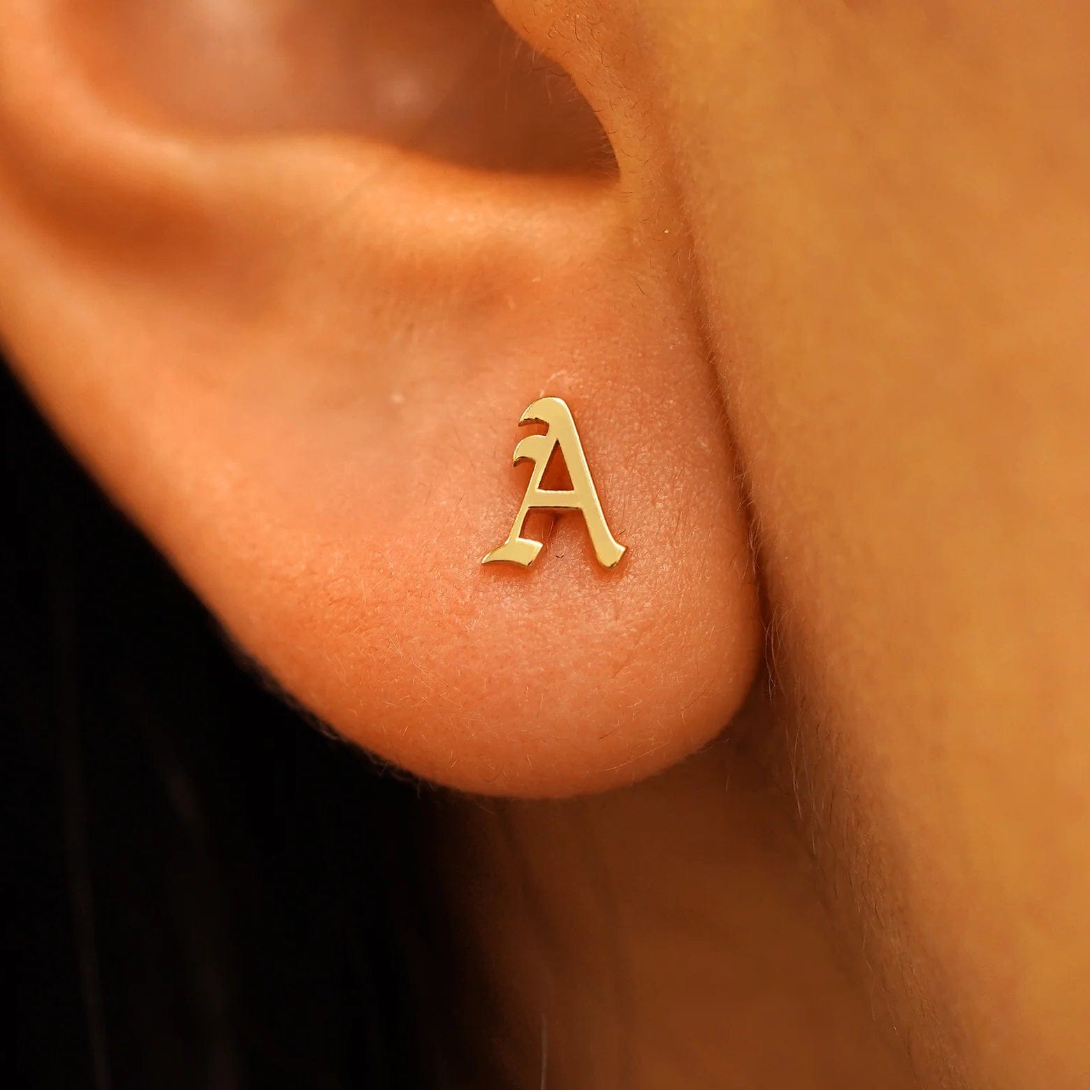 Automic Gold Studio Gothic Initial Earring