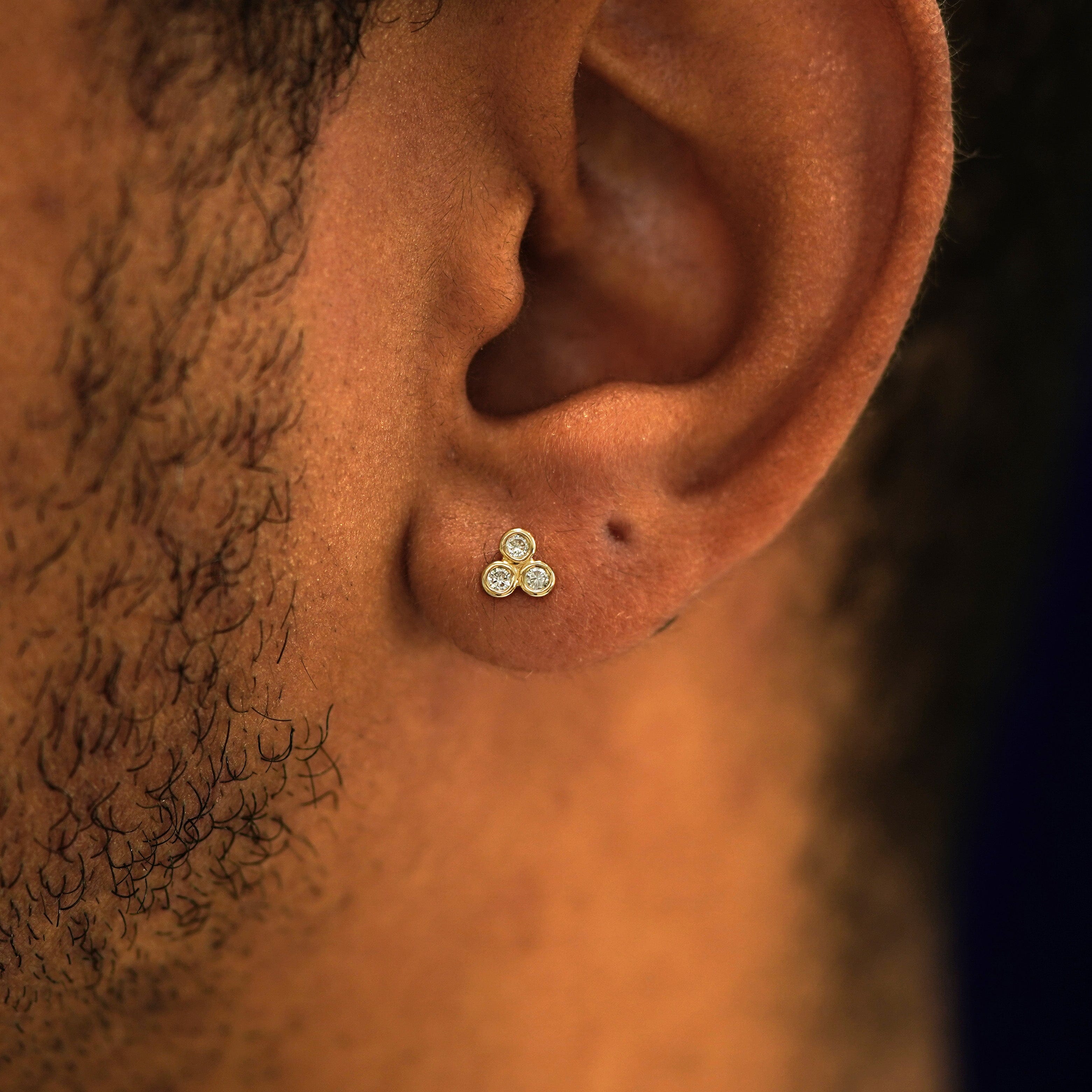 Automic Gold Studio Natural Diamond Trio Flatback Piercing