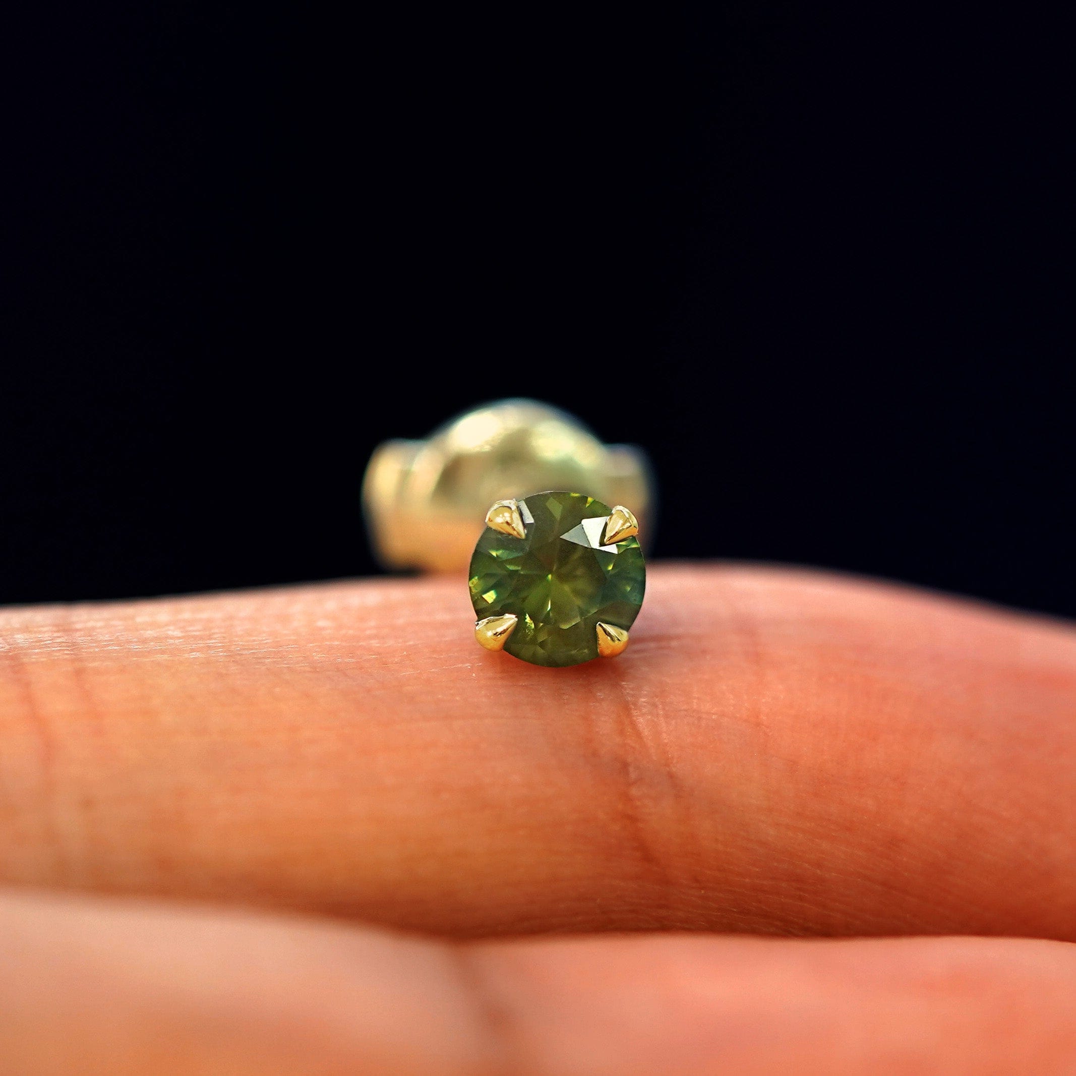 Automic Gold Studio Green Sapphire Pressure Lock Earring