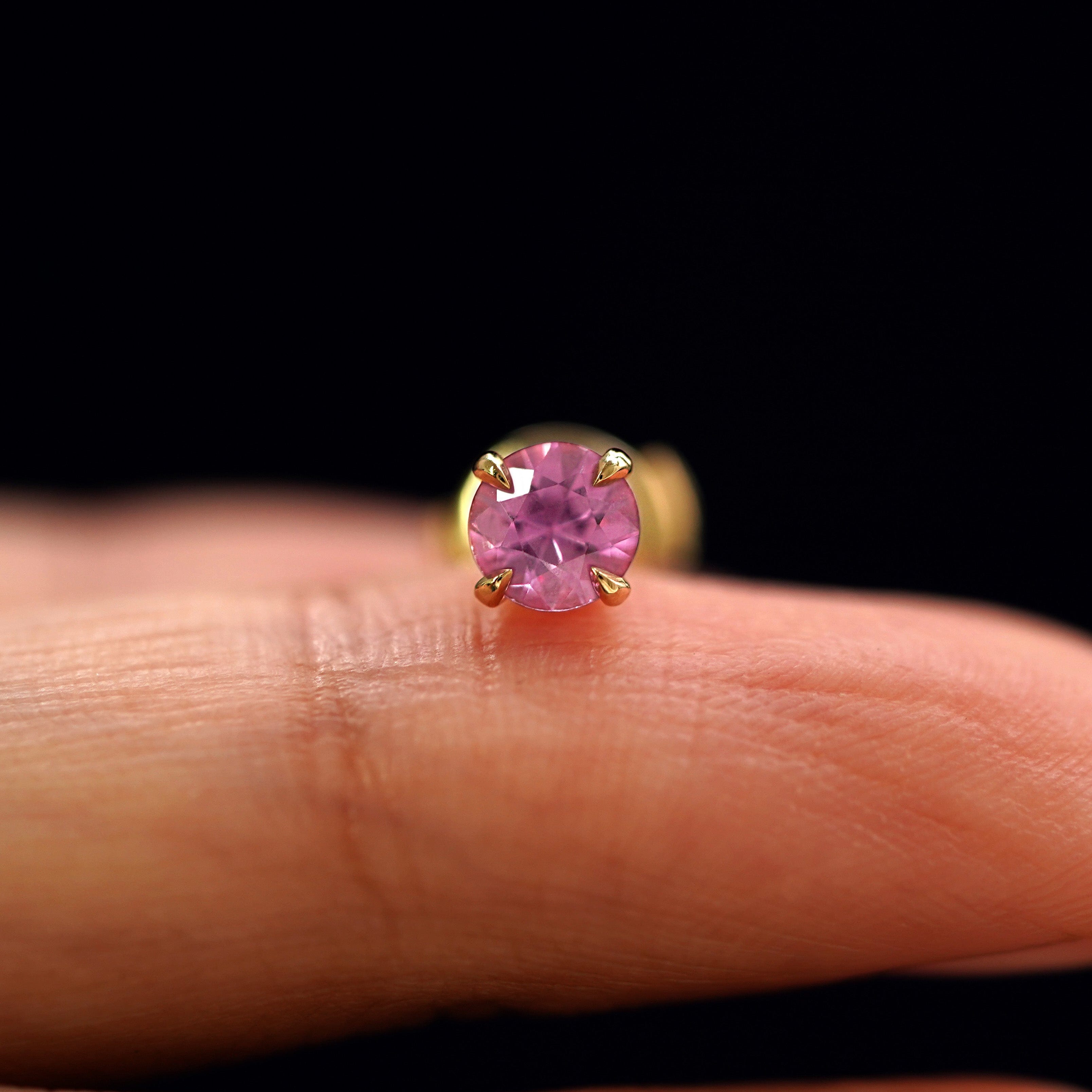 Automic Gold Studio Pink Sapphire Pressure Lock Earring