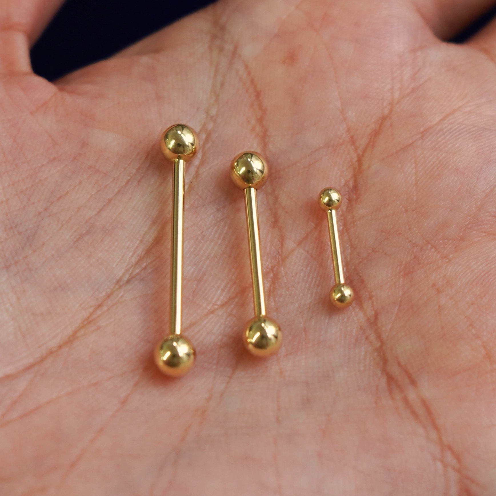 Automic Gold Studio Large Straight Barbell Piercing