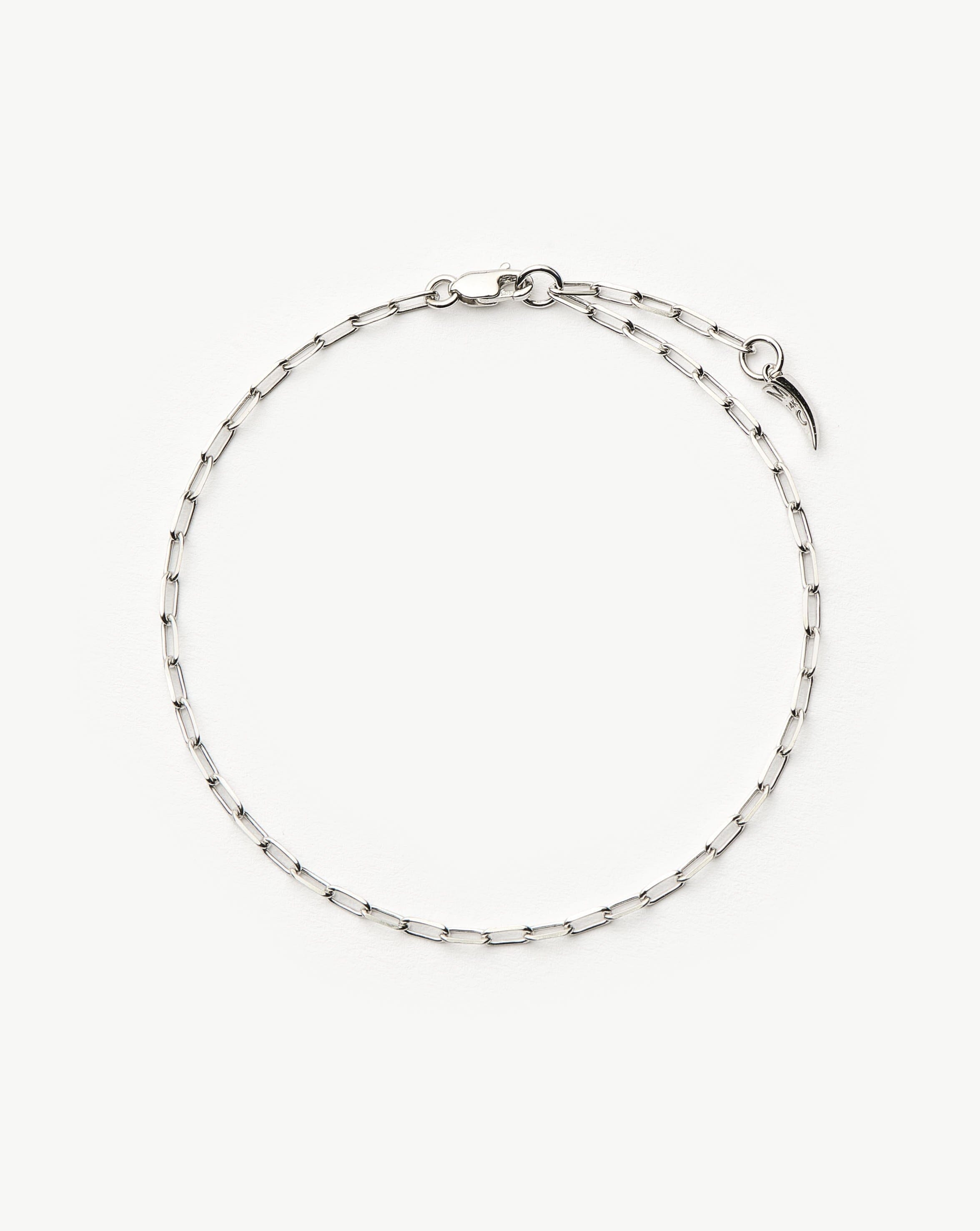 Classic Solid Gold Classic Paperclip Chain Bracelet | 14ct Solid White Gold