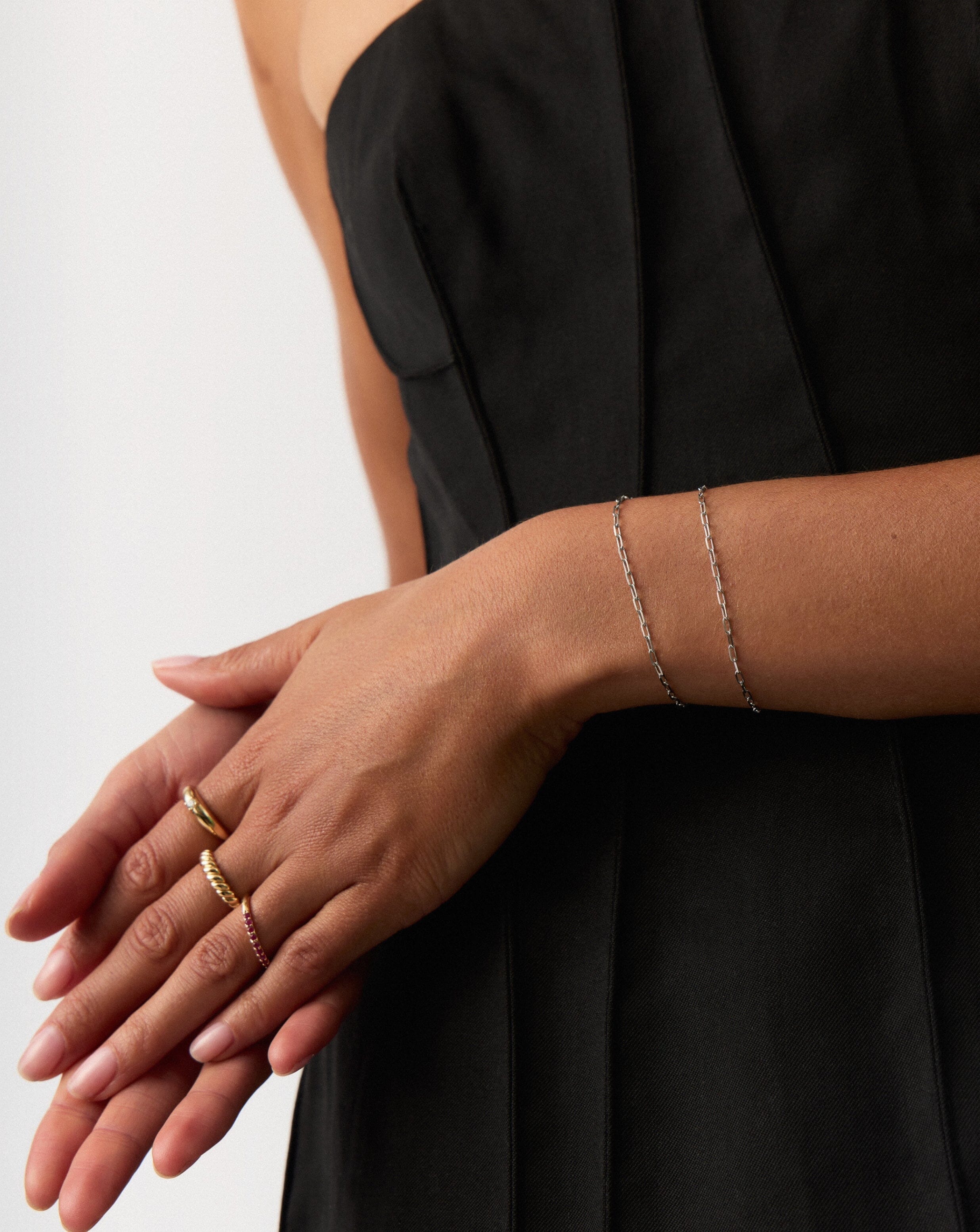 Classic Solid Gold Classic Paperclip Chain Bracelet | 14ct Solid White Gold
