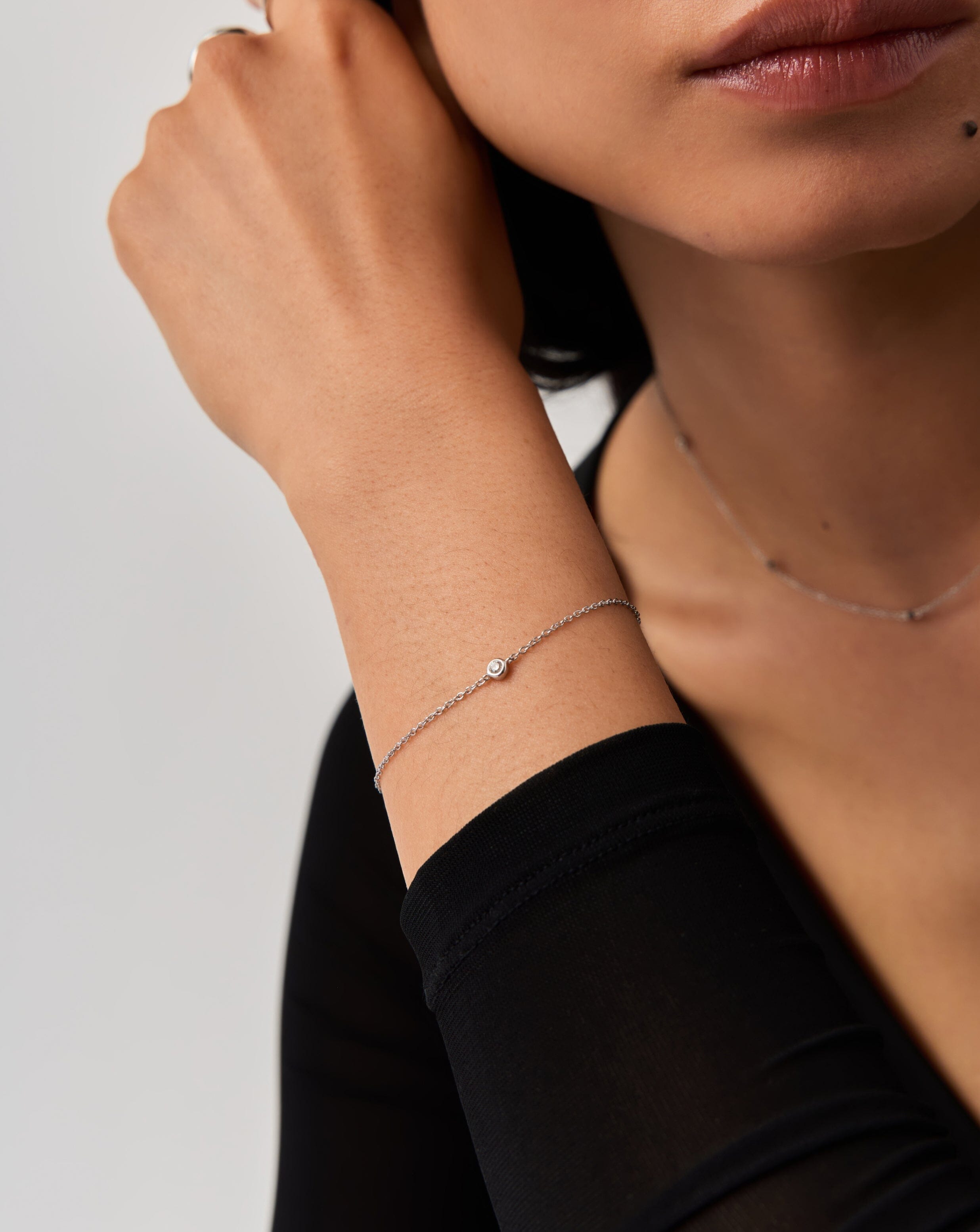 Solitaire Solid Gold Diamond Solitaire Bracelet | 14ct Solid White Gold/Diamond