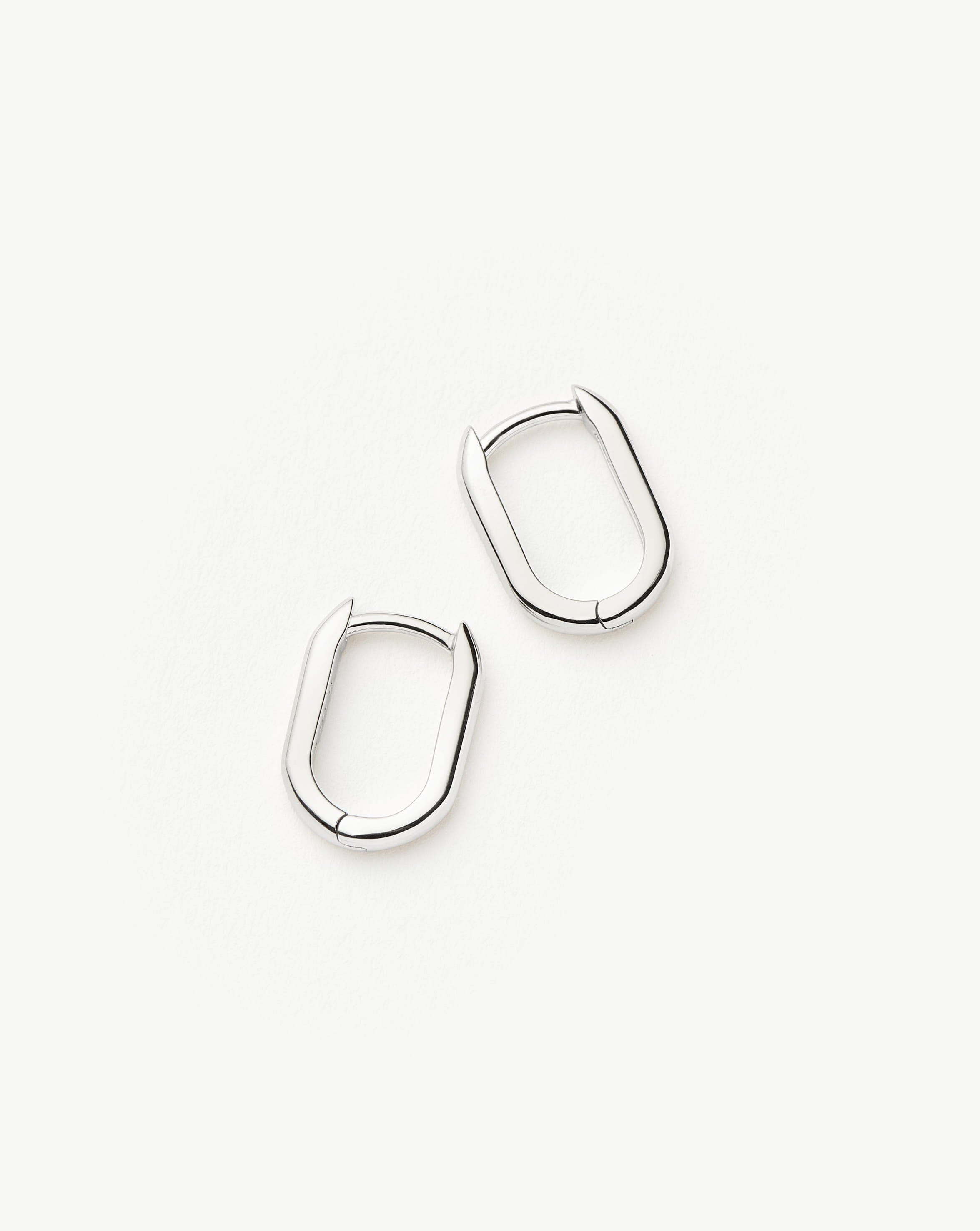 Solid Gold Ovate Mini Hoop Earrings | 14ct Solid White Gold