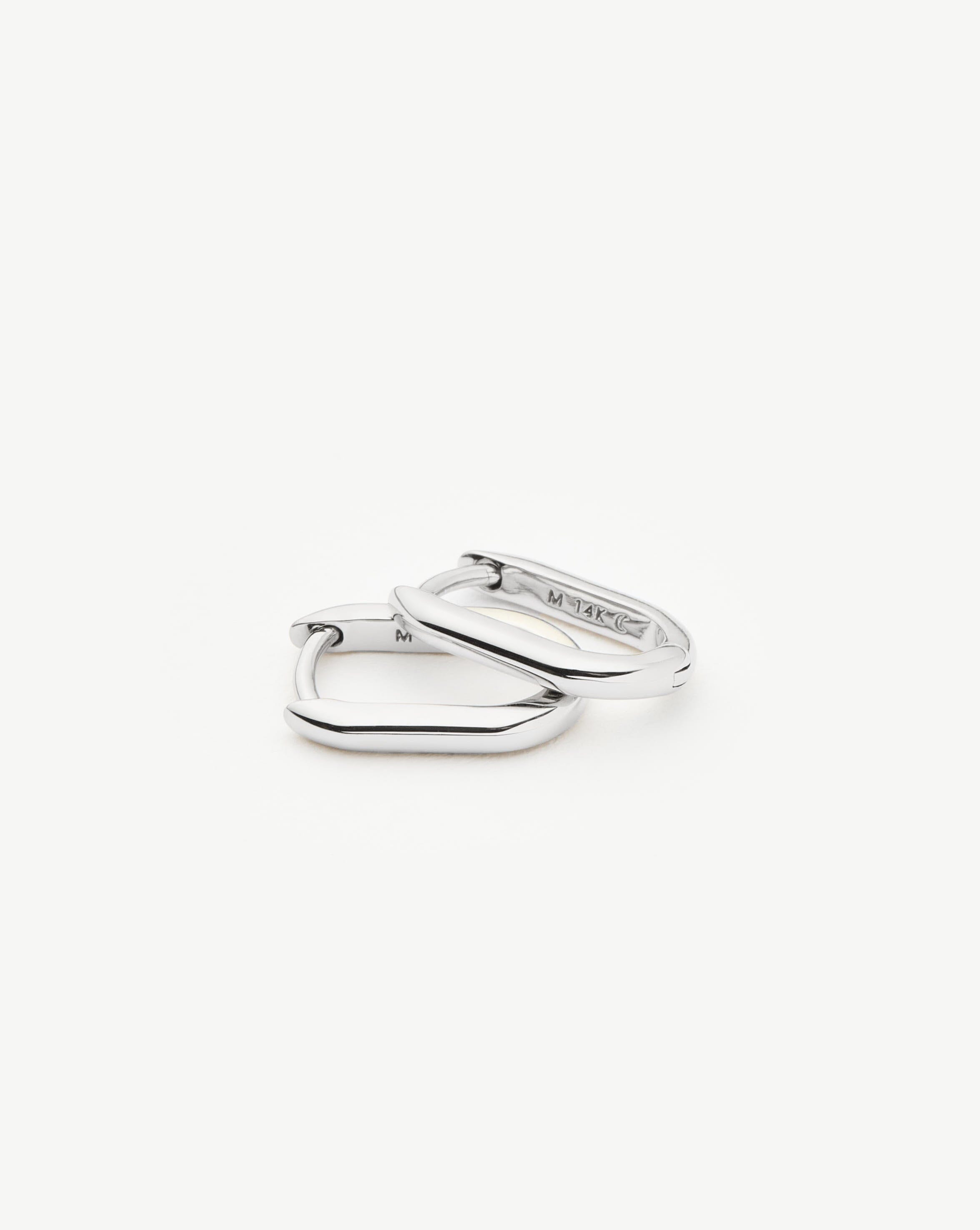 Solid Gold Ovate Mini Hoop Earrings | 14ct Solid White Gold