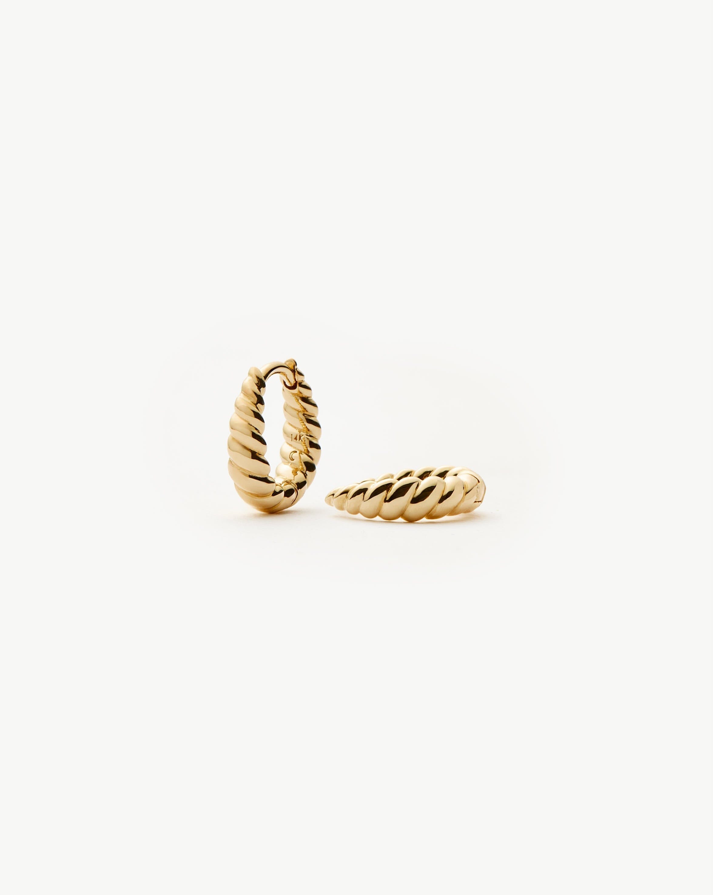 HUGGIES Solid Gold Twisted Huggies | 14ct Solid Gold