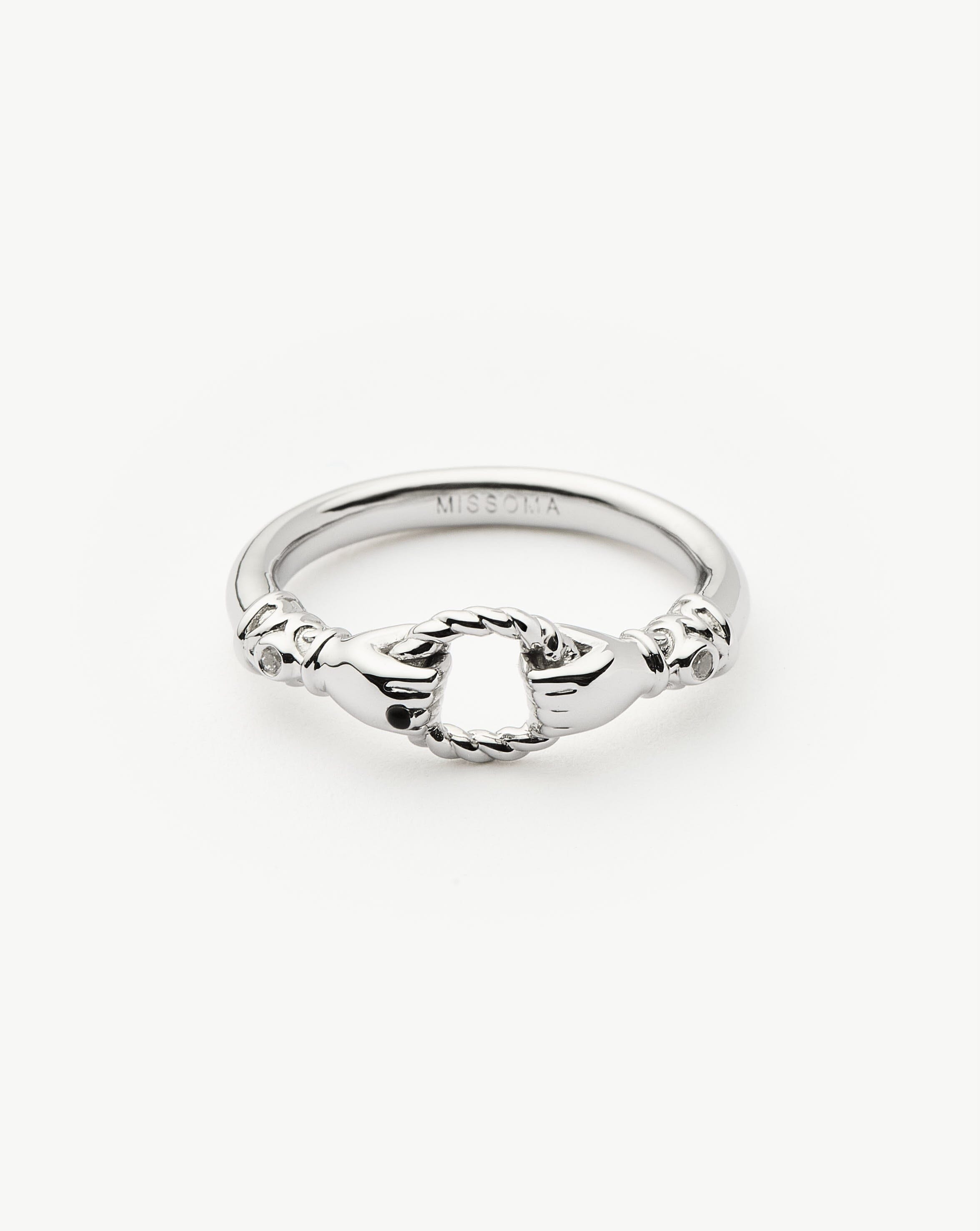 RING Harris Reed In Good Hands Stacking Ring | Sterling Silver/Cubic Zirconia & Black Onyx