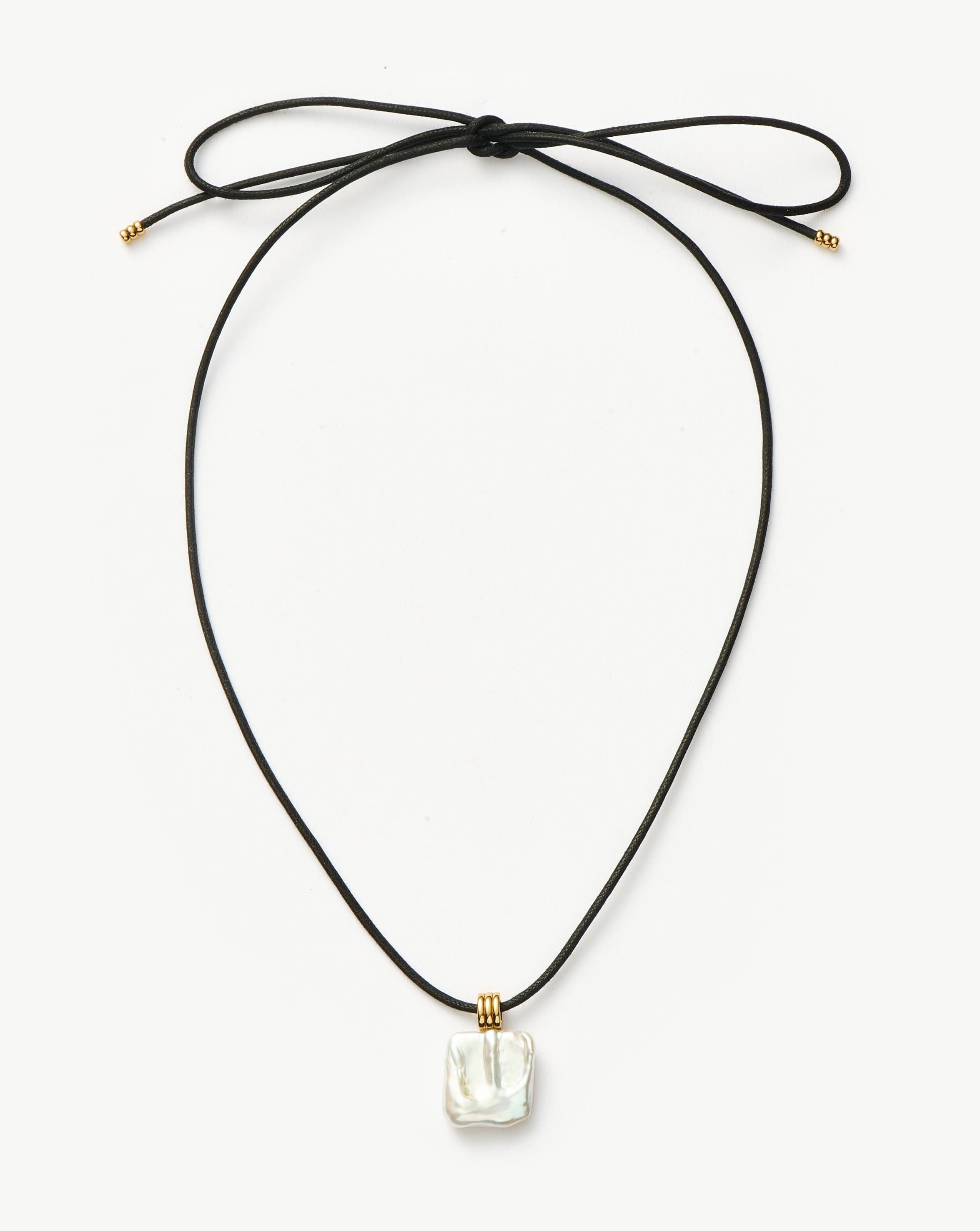 Pearl Square Pearl Pendant Cord Necklace | 18ct Gold Vermeil/Pearl