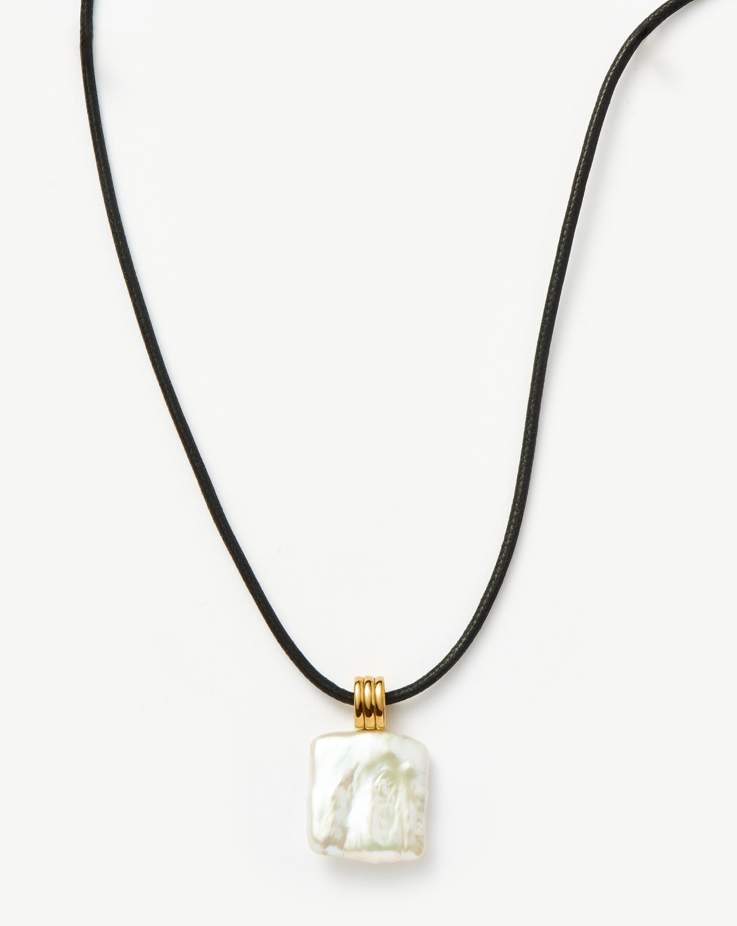 Pearl Square Pearl Pendant Cord Necklace | 18ct Gold Vermeil/Pearl