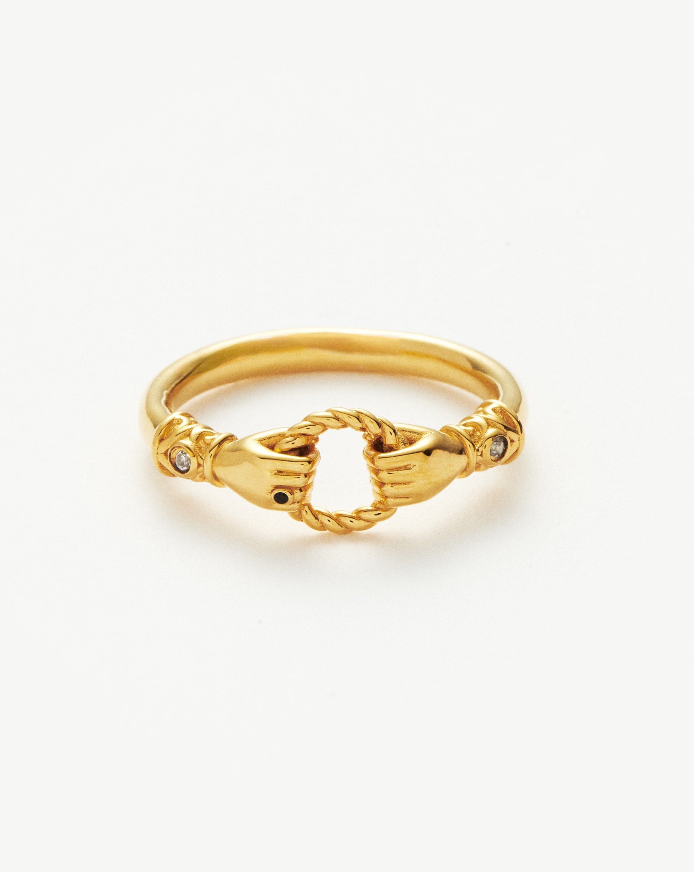 RING Harris Reed In Good Hands Stacking Ring | 18ct Gold Vermeil/Cubic Zirconia & Black Onyx