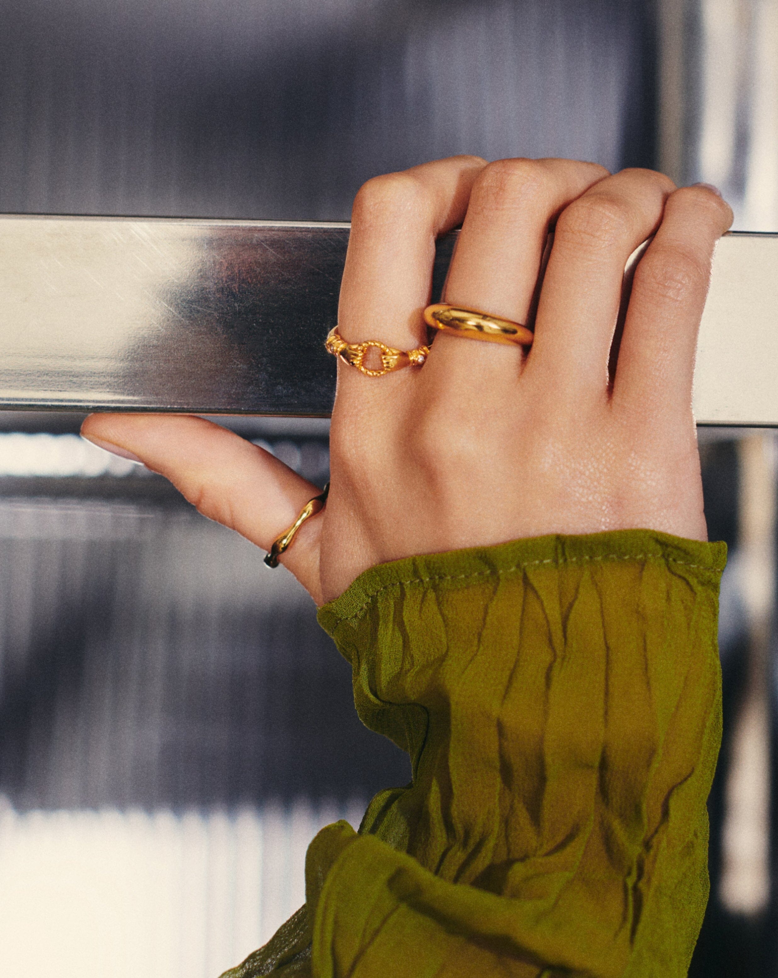 RING Harris Reed In Good Hands Stacking Ring | 18ct Gold Vermeil/Cubic Zirconia & Black Onyx