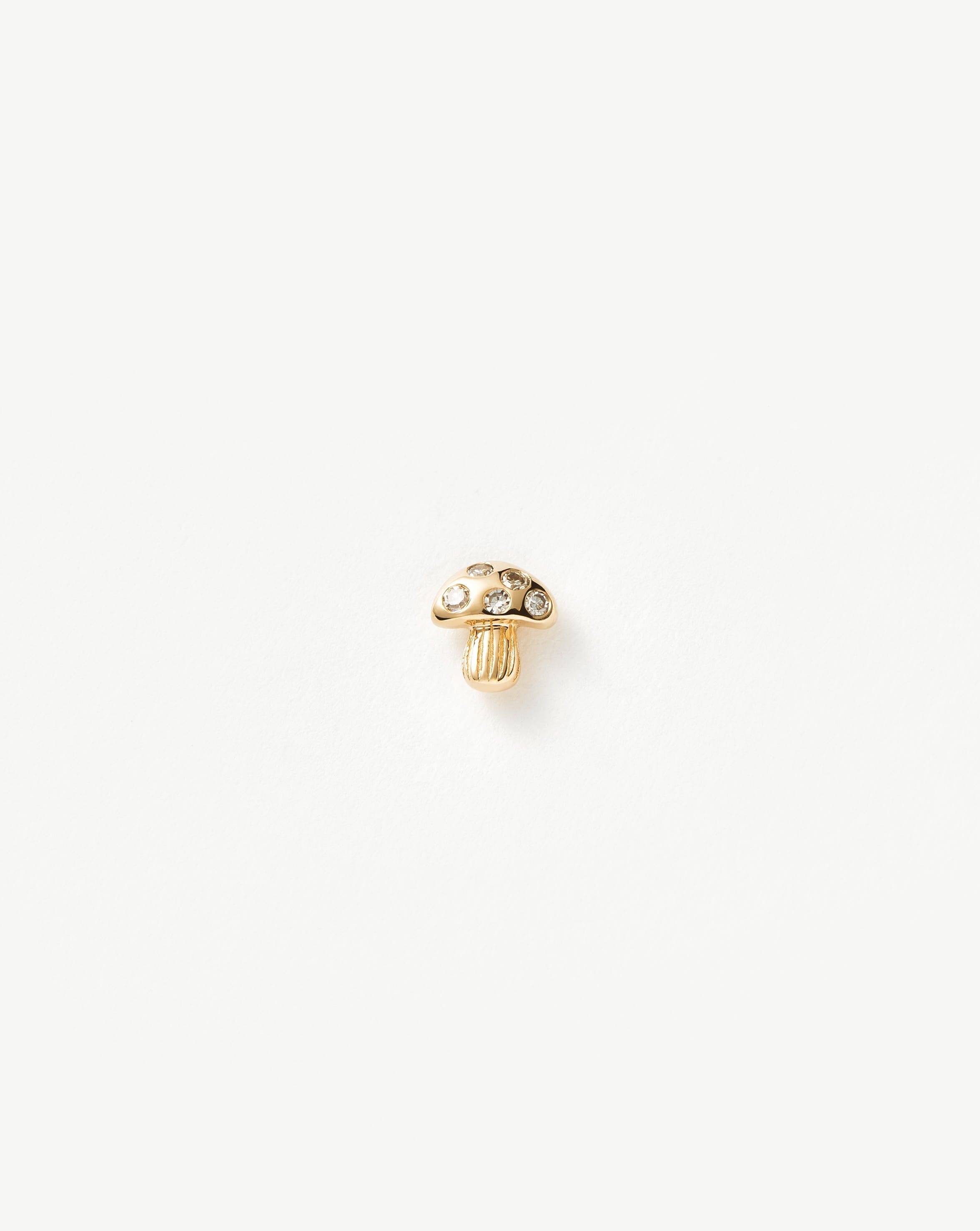 Diamond Solid Gold Diamond Mushroom Single Stud Earring