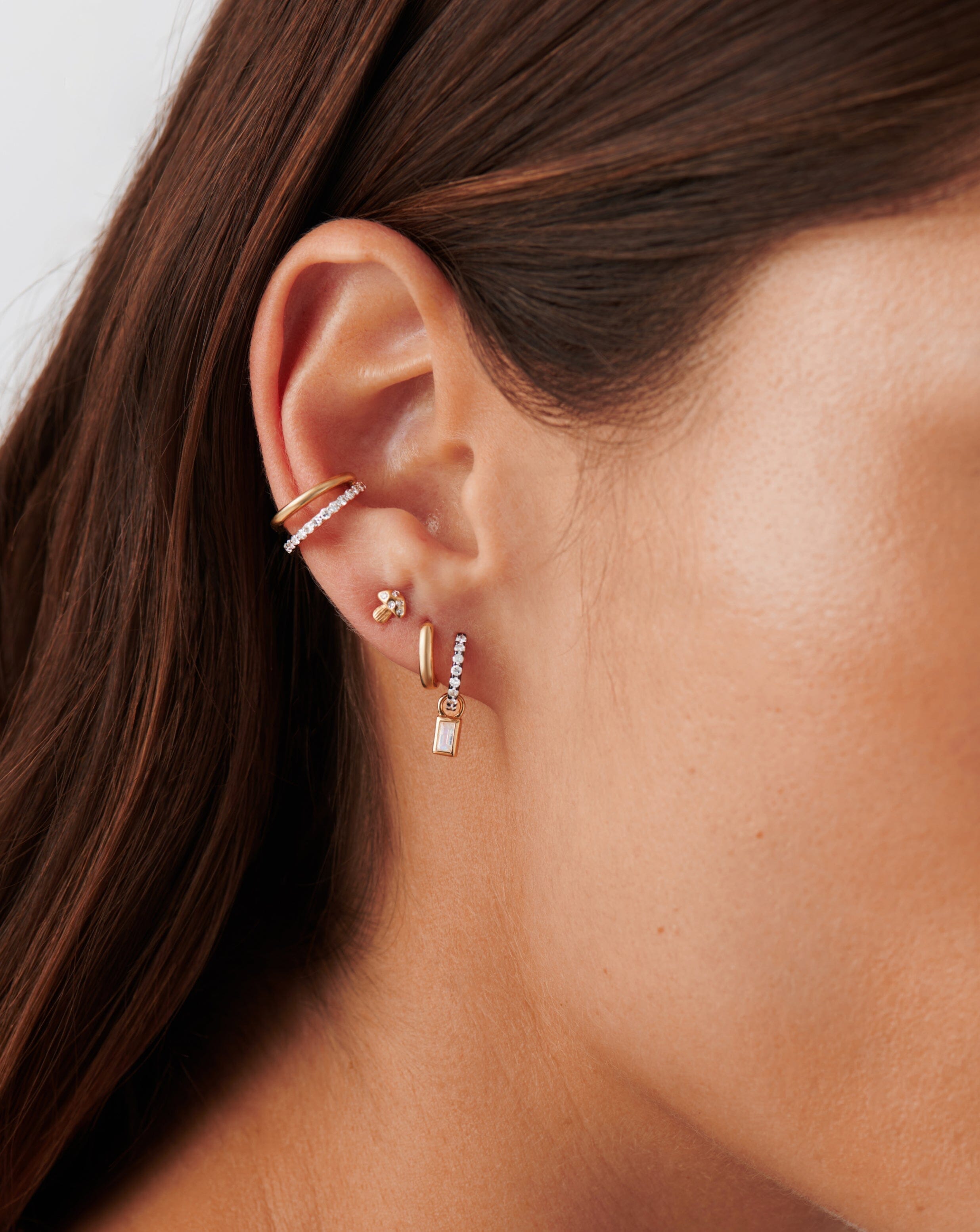 Diamond Solid Gold Diamond Mushroom Single Stud Earring