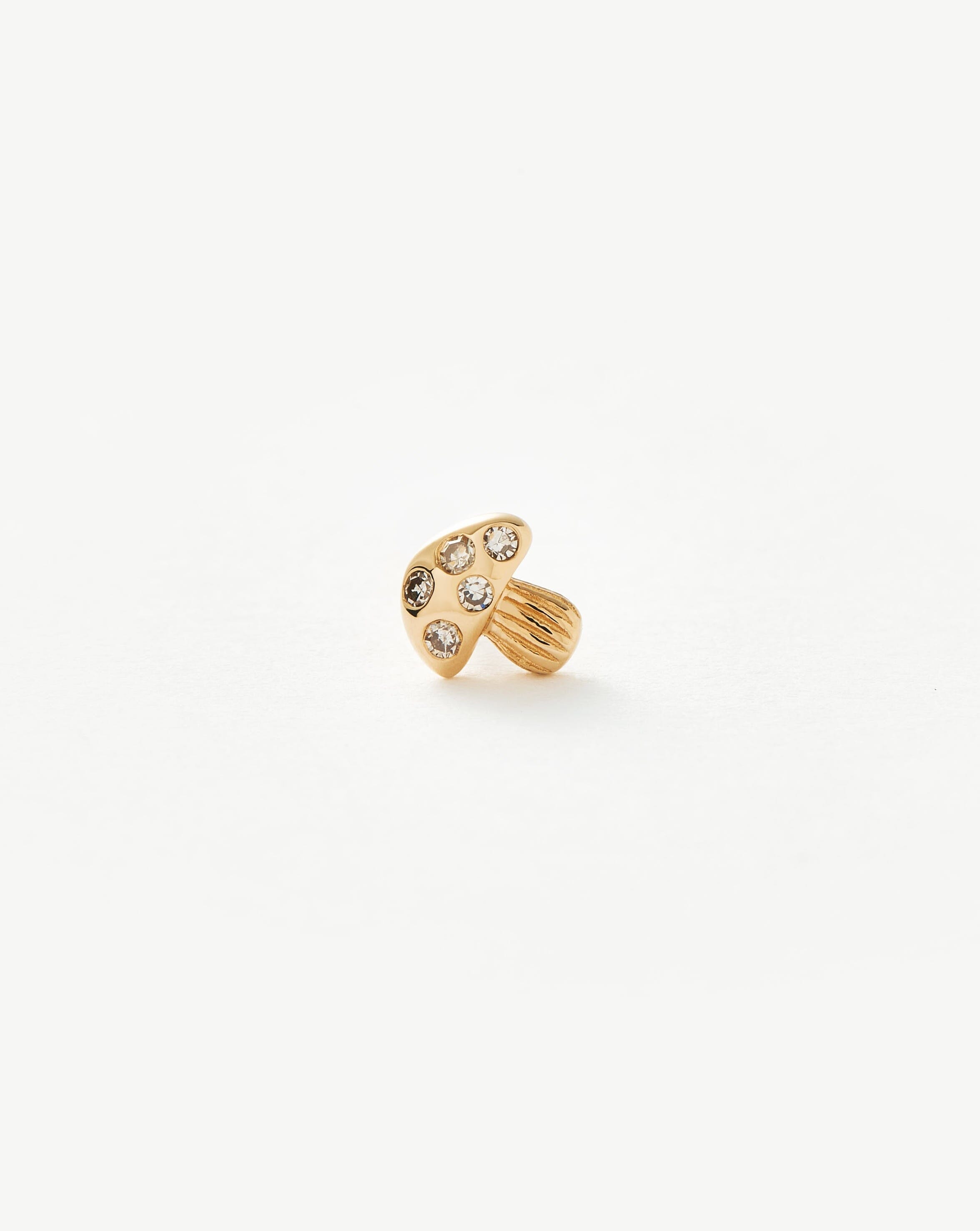 Diamond Solid Gold Diamond Mushroom Single Stud Earring