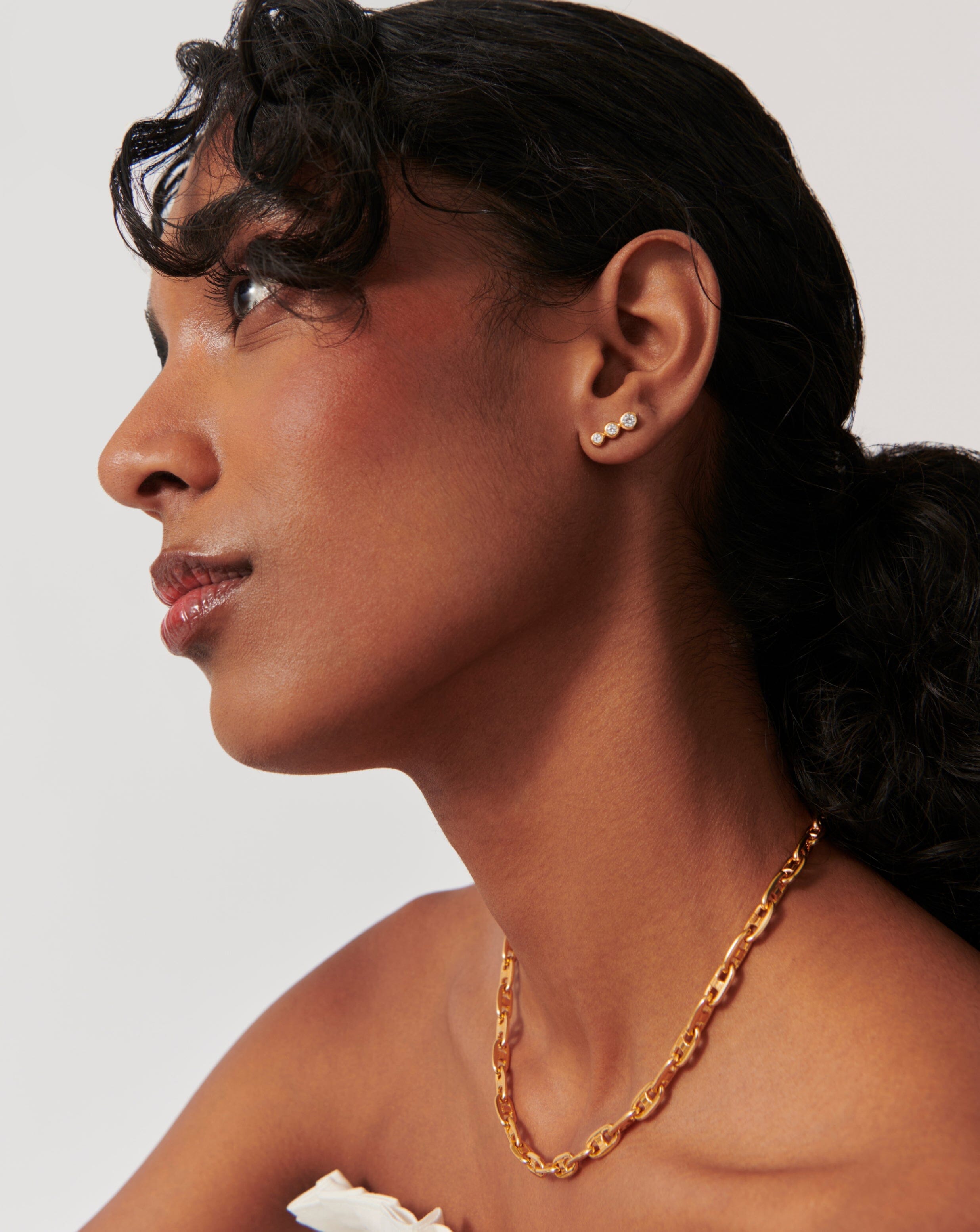 Triple Stone Stud Earrings | 18ct Gold Vermeil/Cubic Zirconia