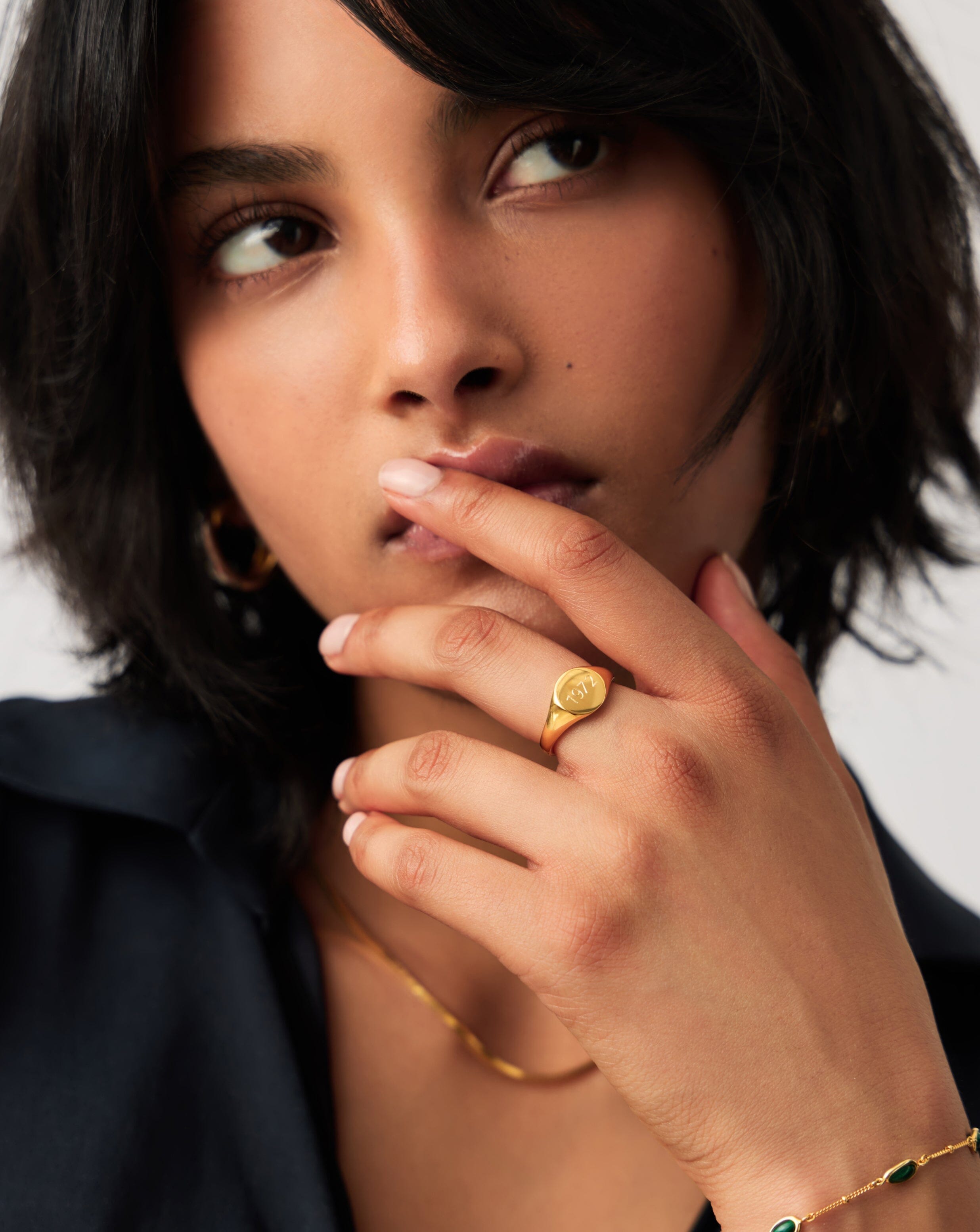 RING Engravable Round Signet Ring | 18ct Gold Vermeil
