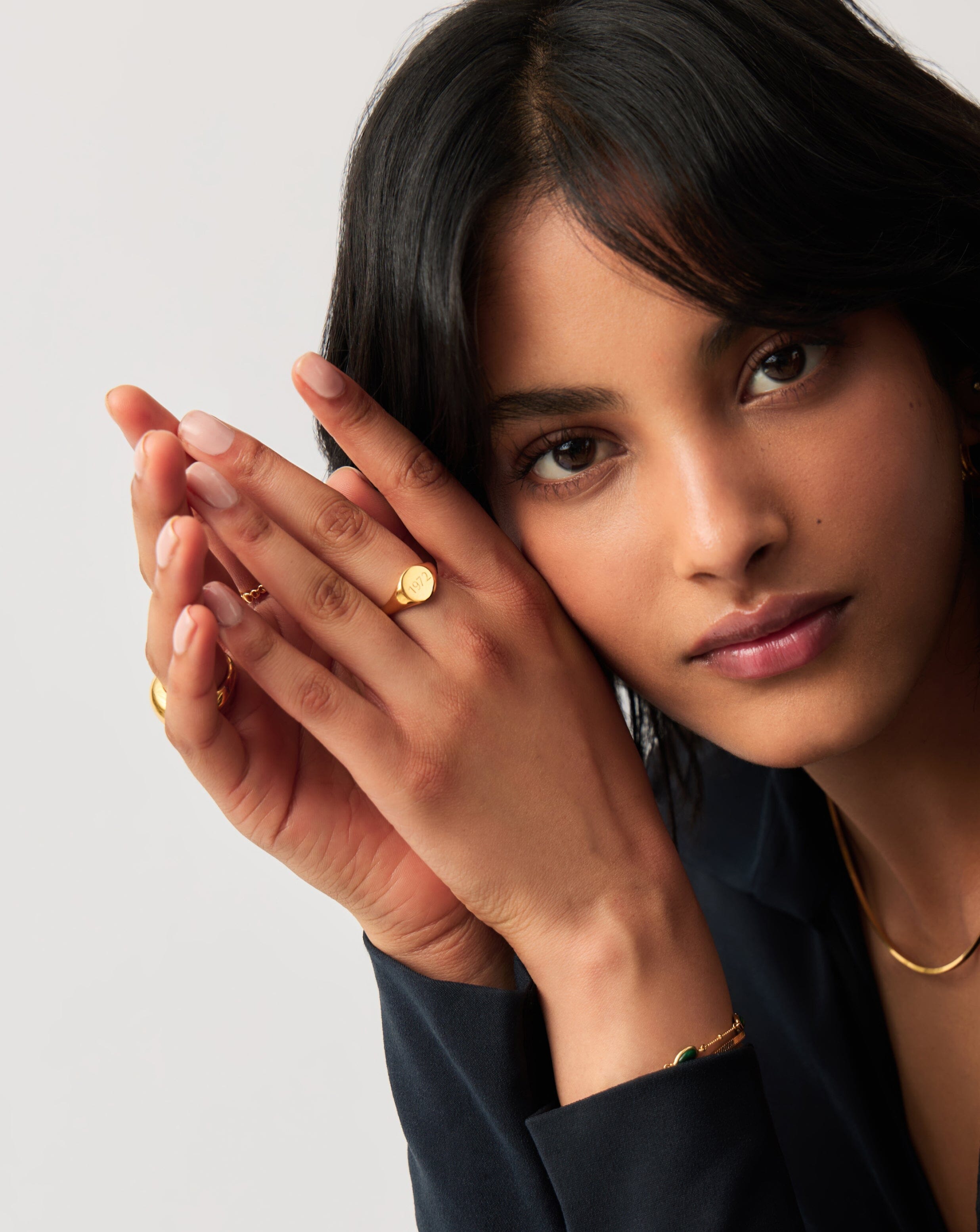 RING Engravable Round Signet Ring | 18ct Gold Vermeil
