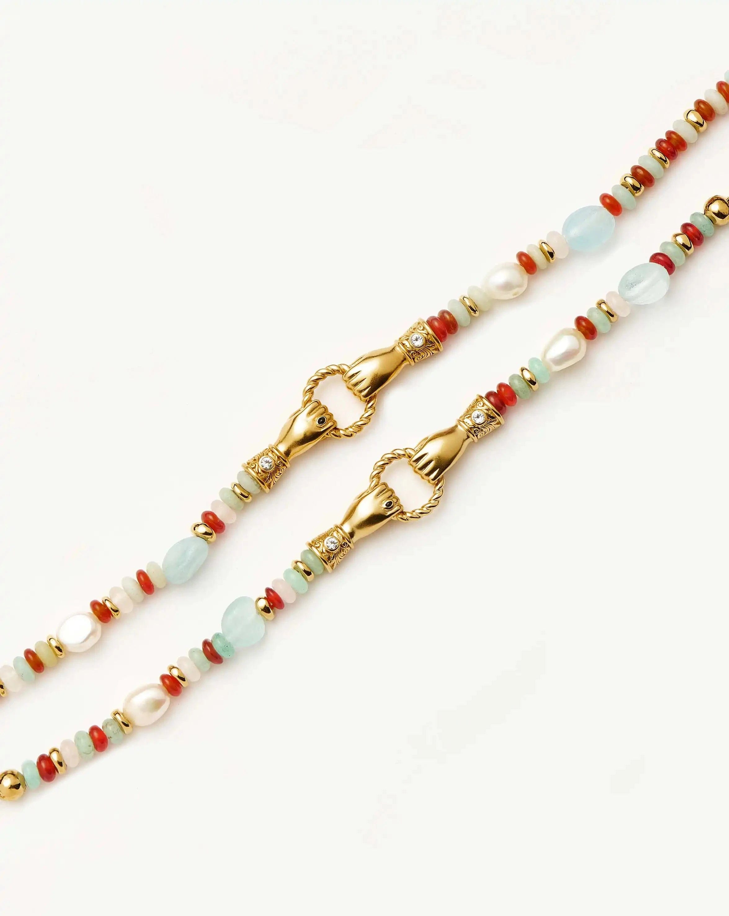 Pearl Harris Reed In Good Hands Beaded Gemstone Bracelet | 18ct Gold Plated/Multi Gemstone & Pearl