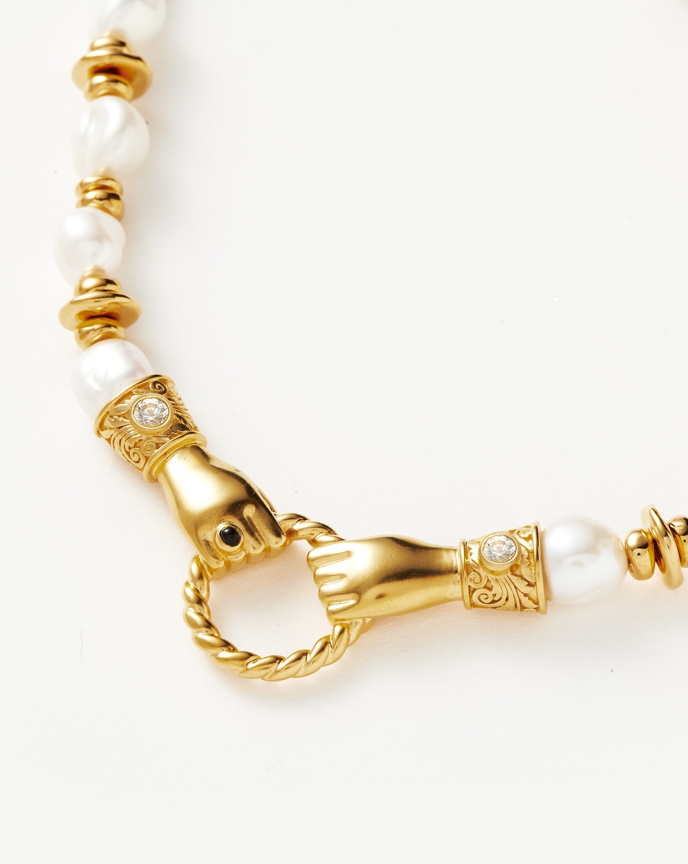 Pearl Harris Reed In Good Hands Chunky Beaded Gemstone Necklace | 18ct Gold Plated/Pearl