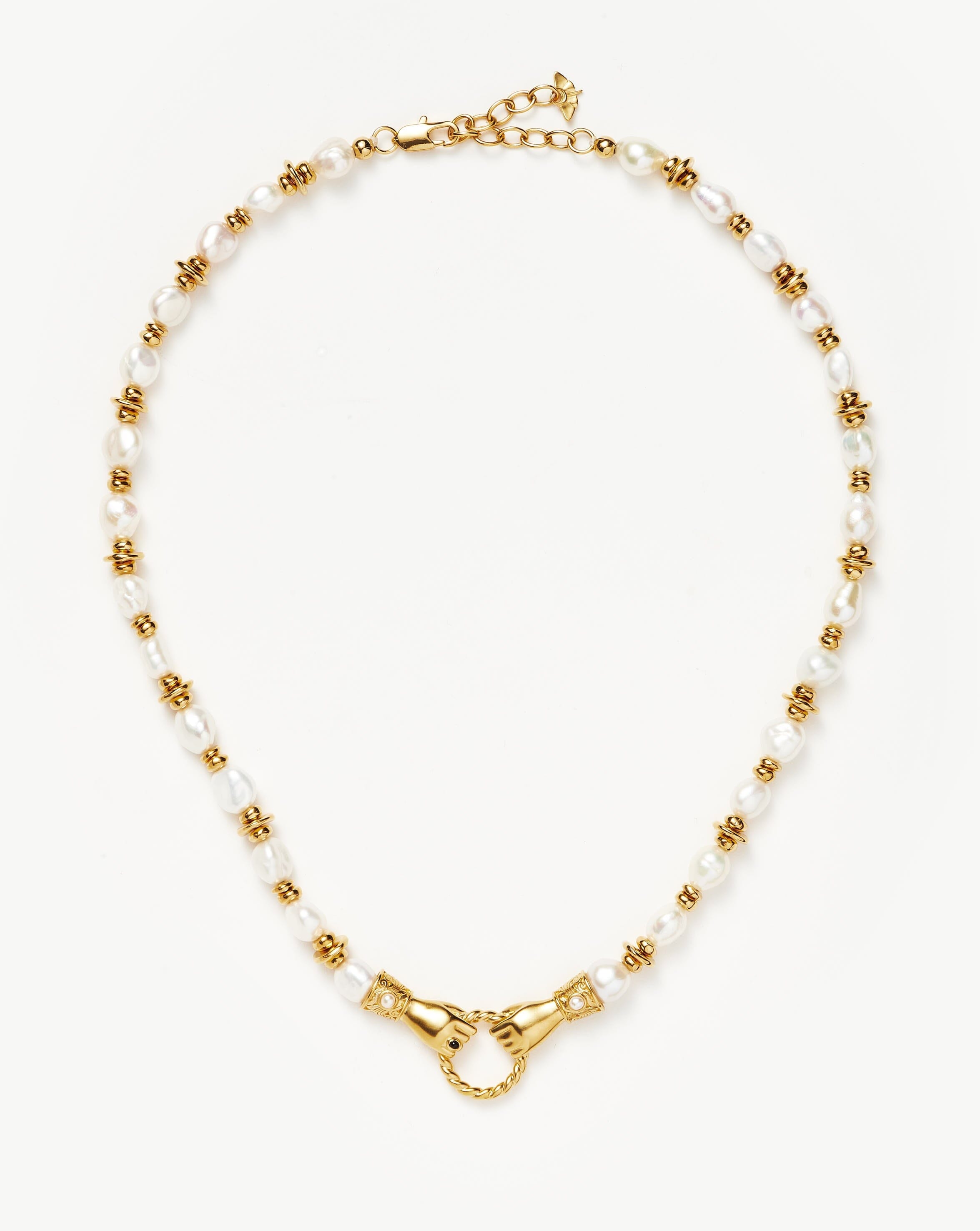Pearl Harris Reed In Good Hands Chunky Beaded Gemstone Necklace | 18ct Gold Plated/Pearl