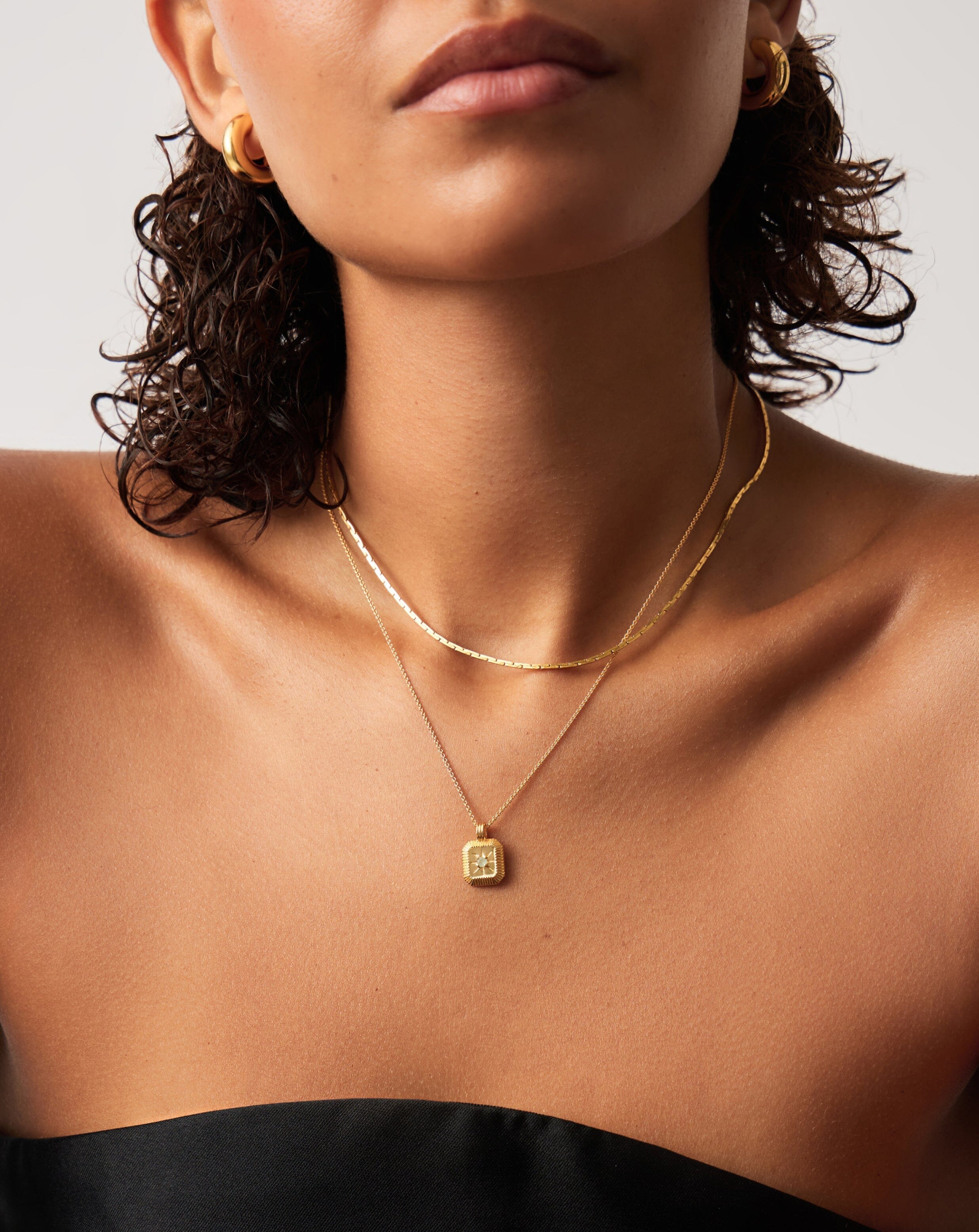 Aqua March Birthstone Pendant Necklace | 18ct Gold Vermeil/Dyed Aqua Chalcedony