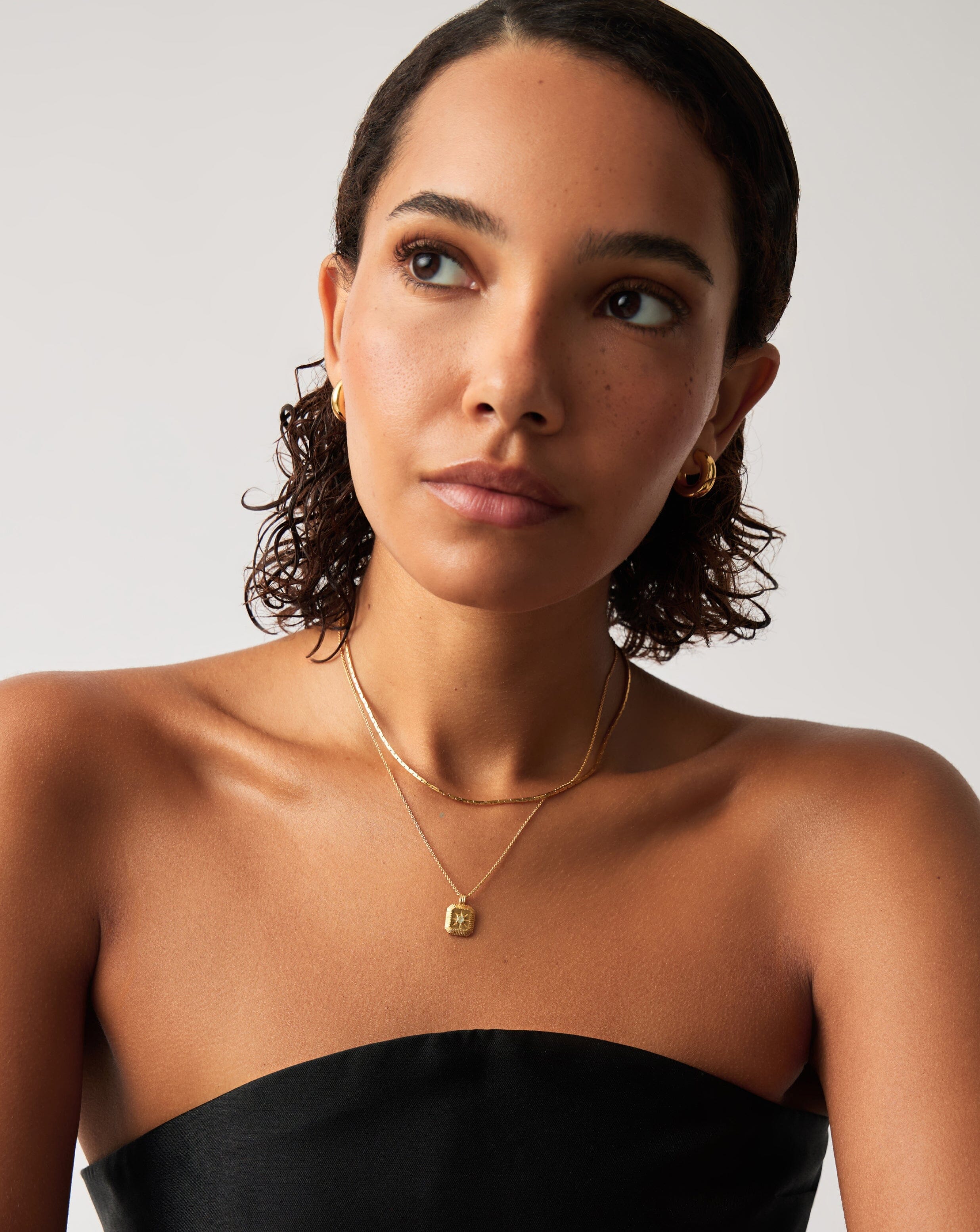 Aqua March Birthstone Pendant Necklace | 18ct Gold Vermeil/Dyed Aqua Chalcedony