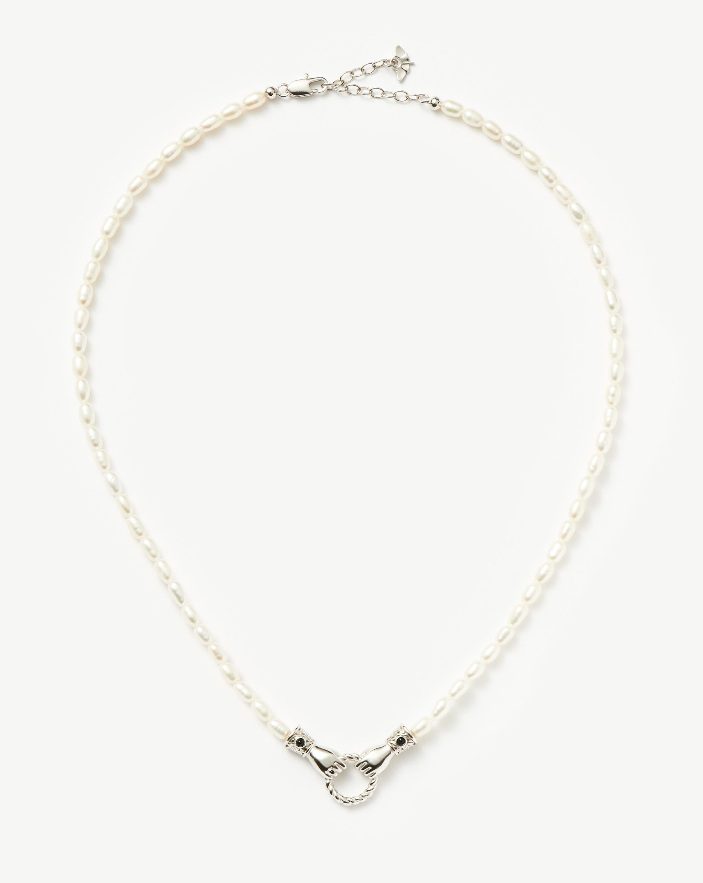 Pearl Harris Reed In Good Hands Pearl Necklace | Silver Plated/Pearl & Black Onyx