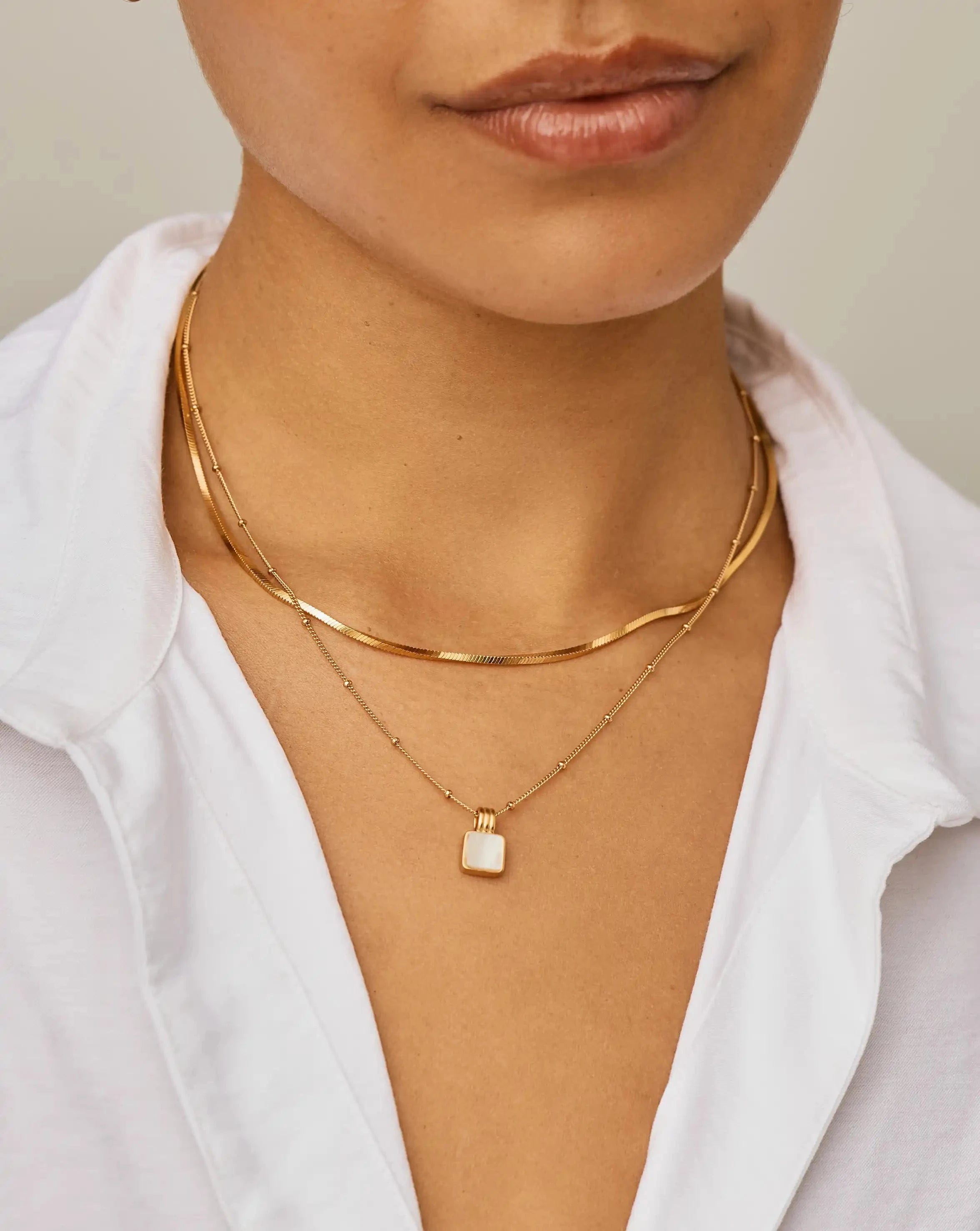 Mother Of Pearl Lucy Williams Square Mother of Pearl Necklace