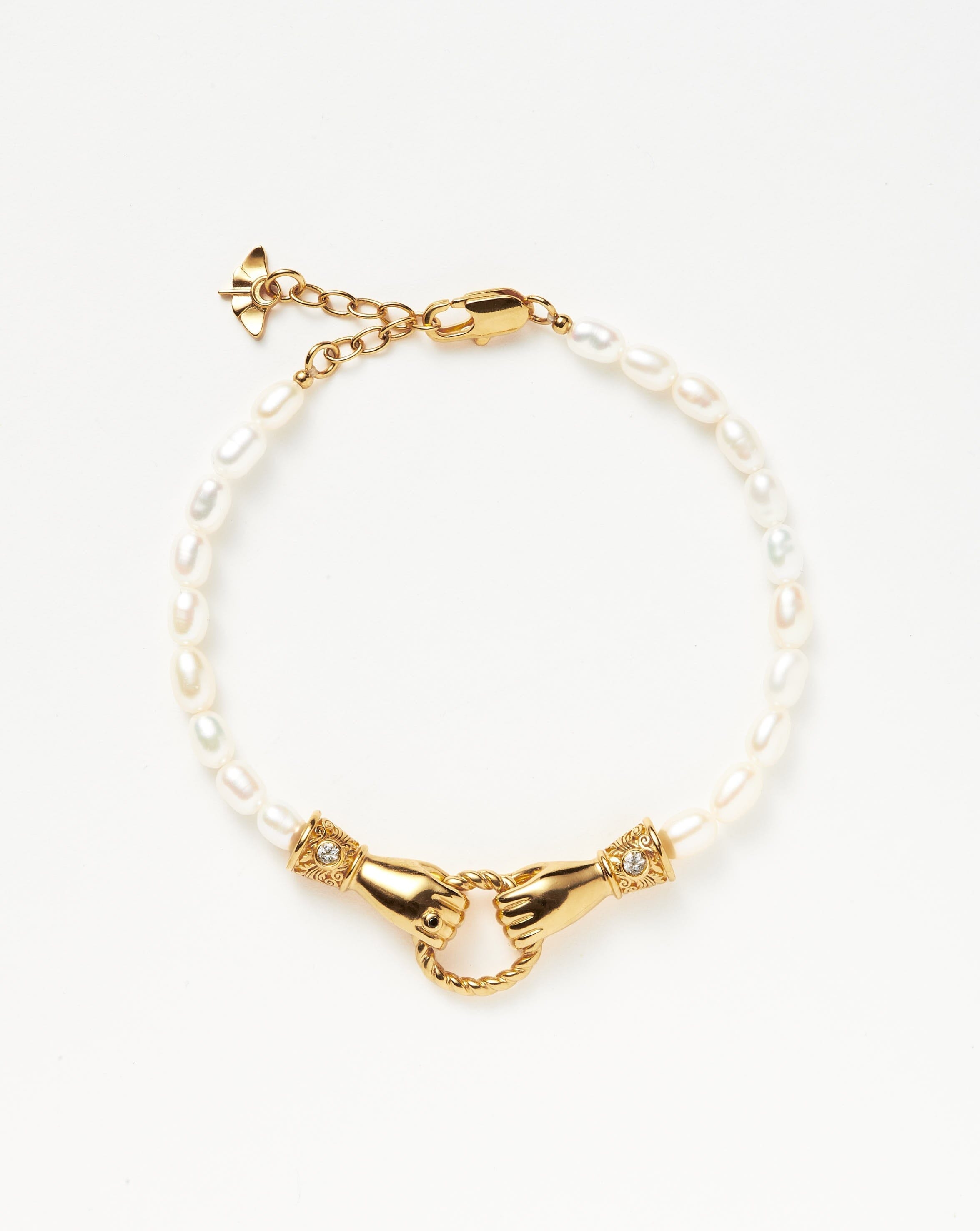 Pearl Harris Reed In Good Hands Pearl Bracelet | 18ct Gold Plated/Pearl & Black Onyx