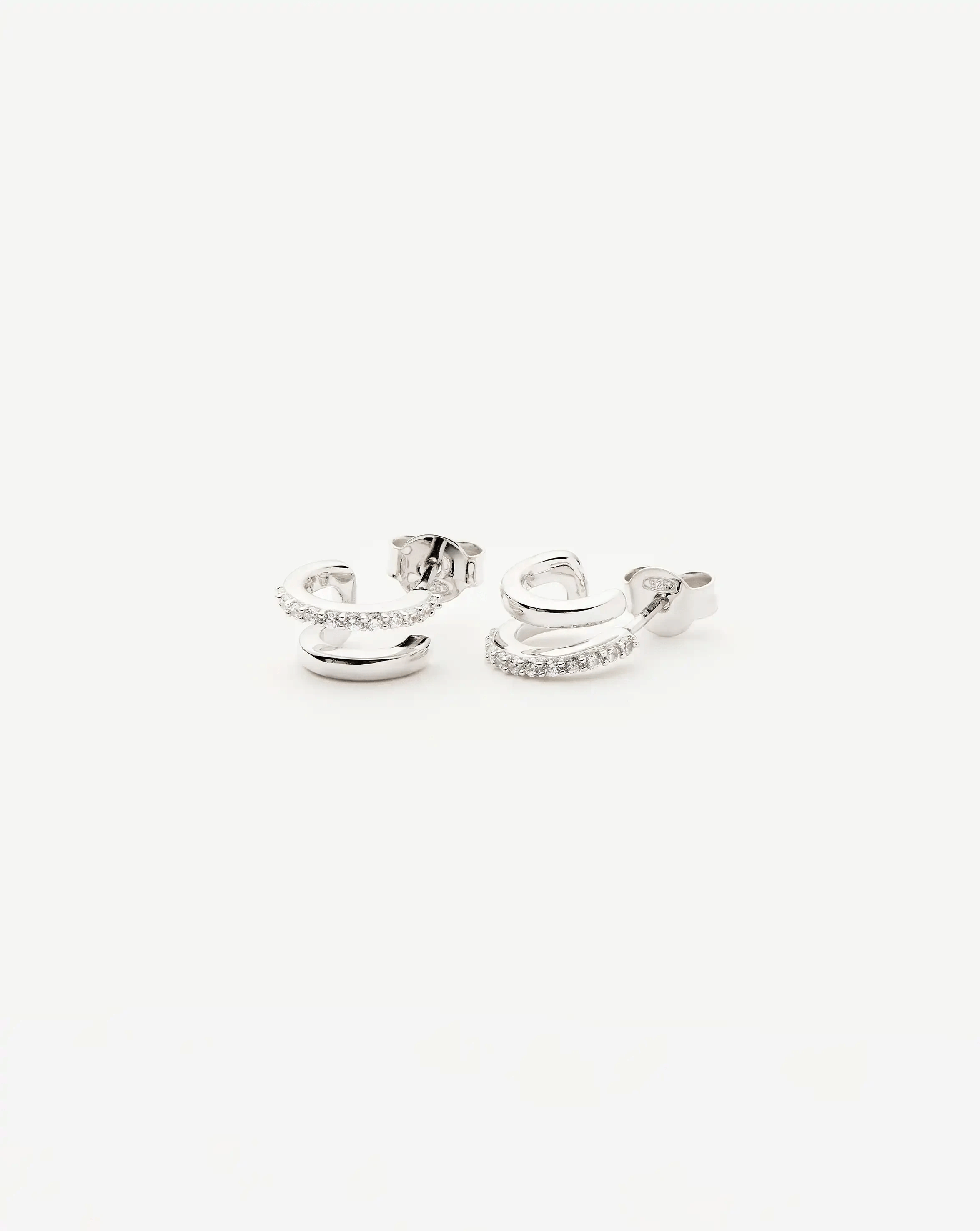 Classic Double Huggies | Sterling Silver/Cubic Zirconia