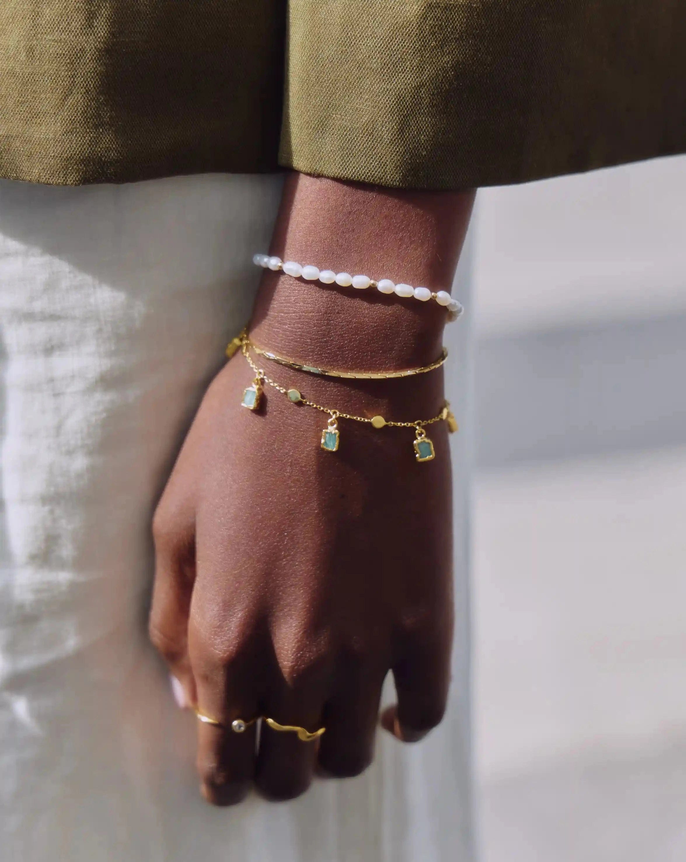 Pearl Seed Pearl Beaded Bracelet | 18ct Gold Plated/Pearl