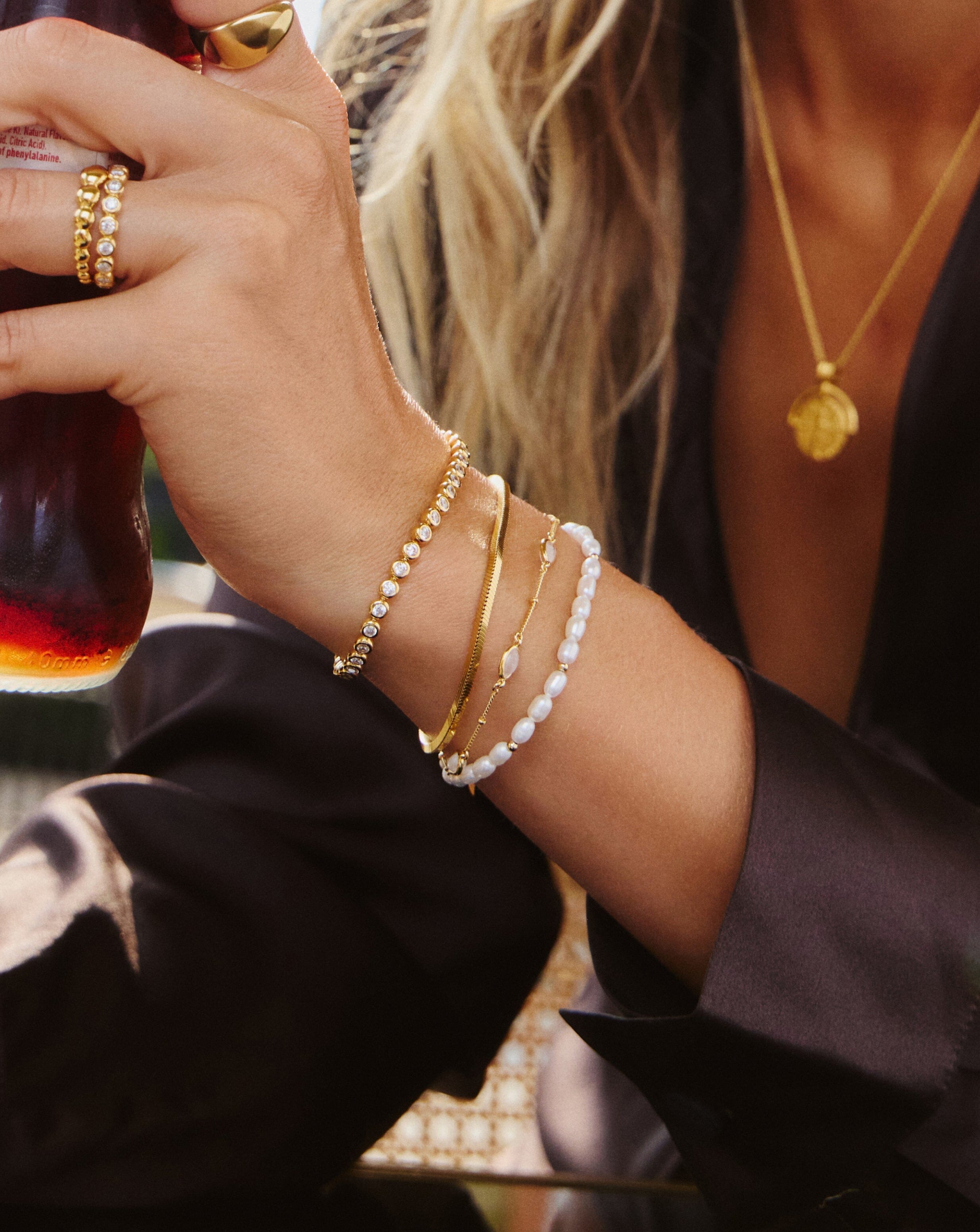Pearl Seed Pearl Beaded Bracelet | 18ct Gold Plated/Pearl