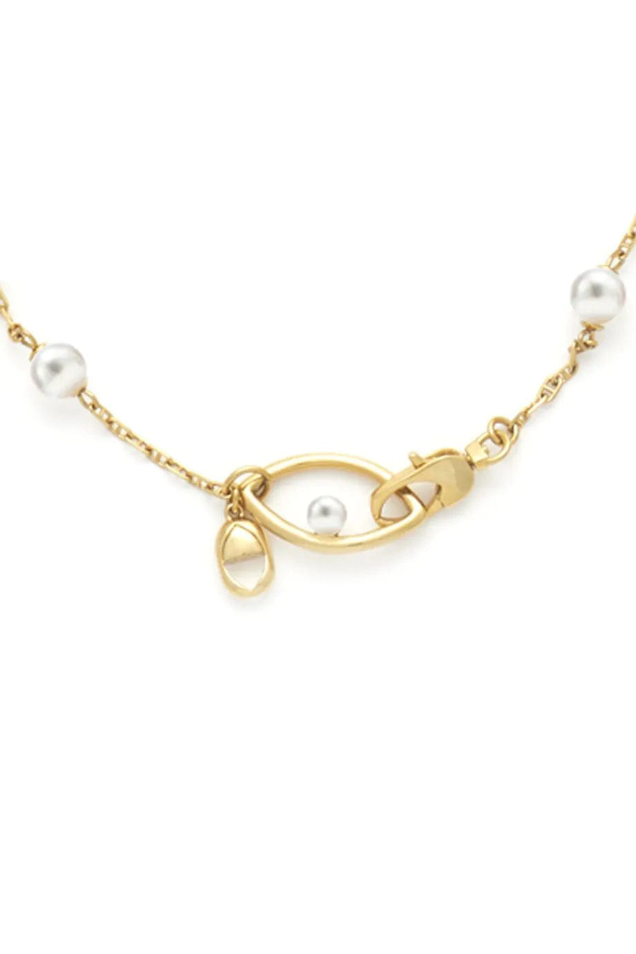 Capsule Eleven Egyptian Symbols Rosary Pearl Necklace in Gold