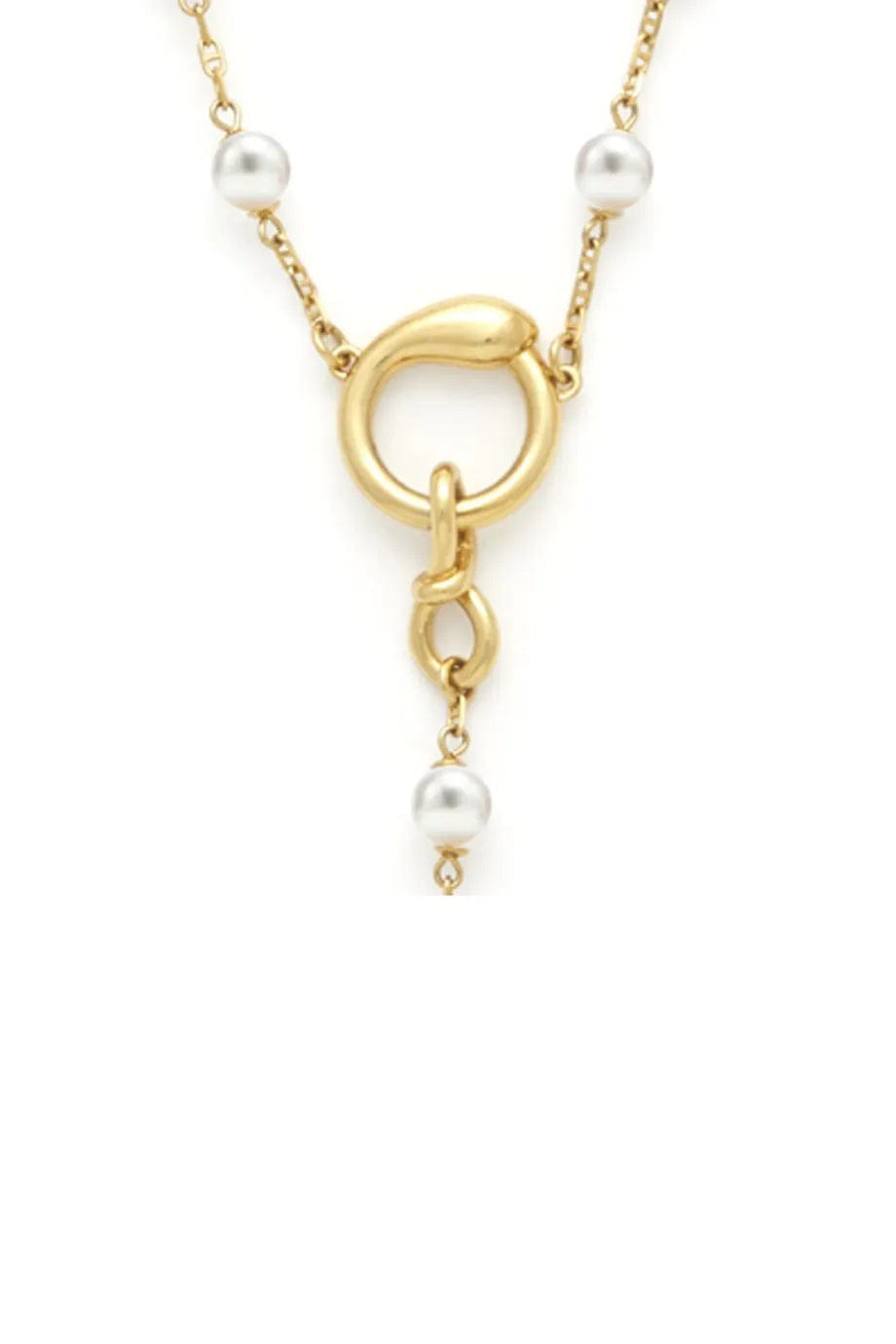 Capsule Eleven Egyptian Symbols Rosary Pearl Necklace in Gold