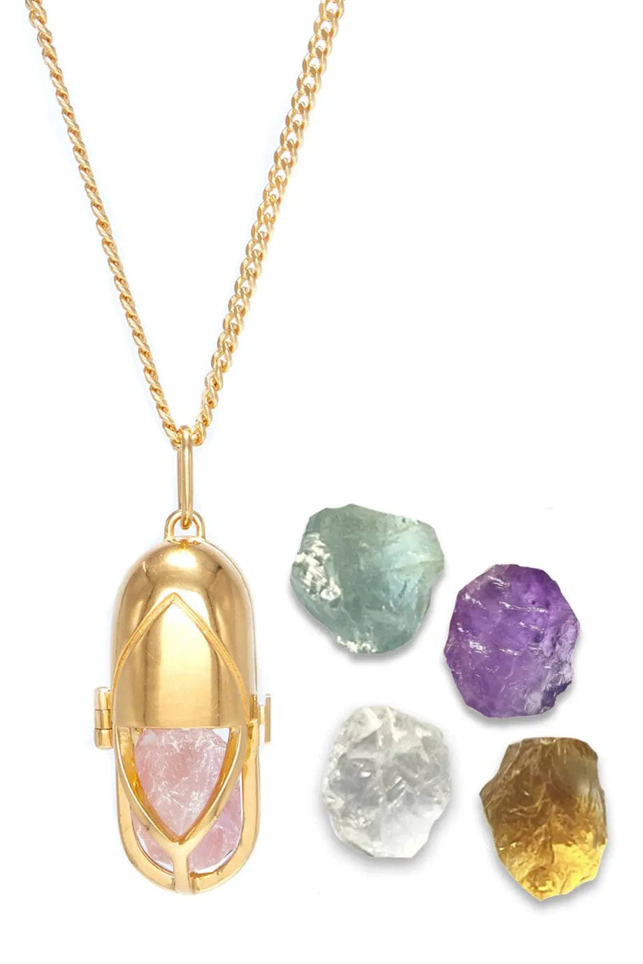 Capsule Eleven Capsule Crystal Pendant Necklace in Gold
