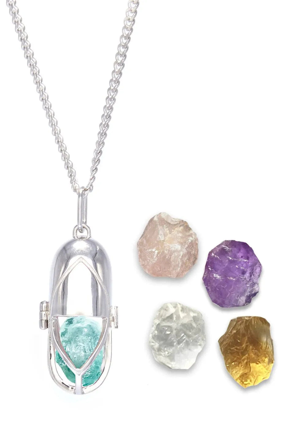 Capsule Eleven Capsule Crystal Pendant Necklace in Silver