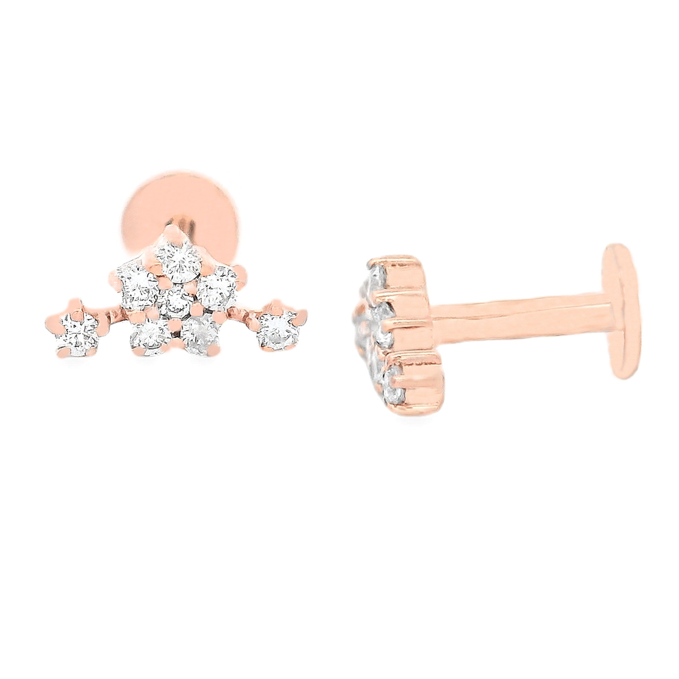 H.L. Gross & Bro. Jewelers .35ct 18k Gold Star Diamond Flat Back Studs