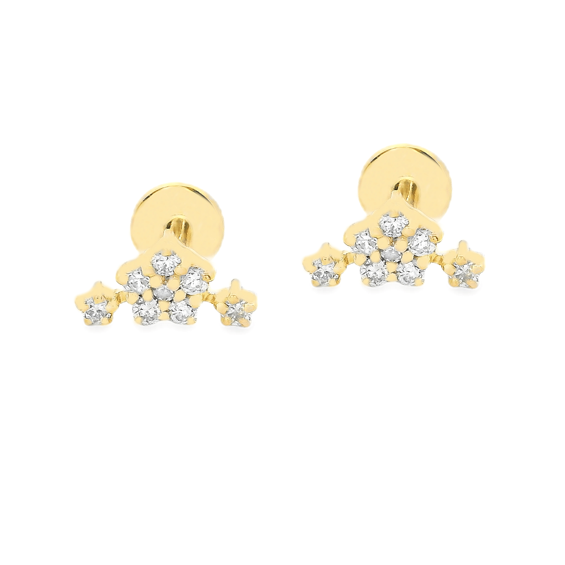 H.L. Gross & Bro. Jewelers .35ct 18k Gold Star Diamond Flat Back Studs