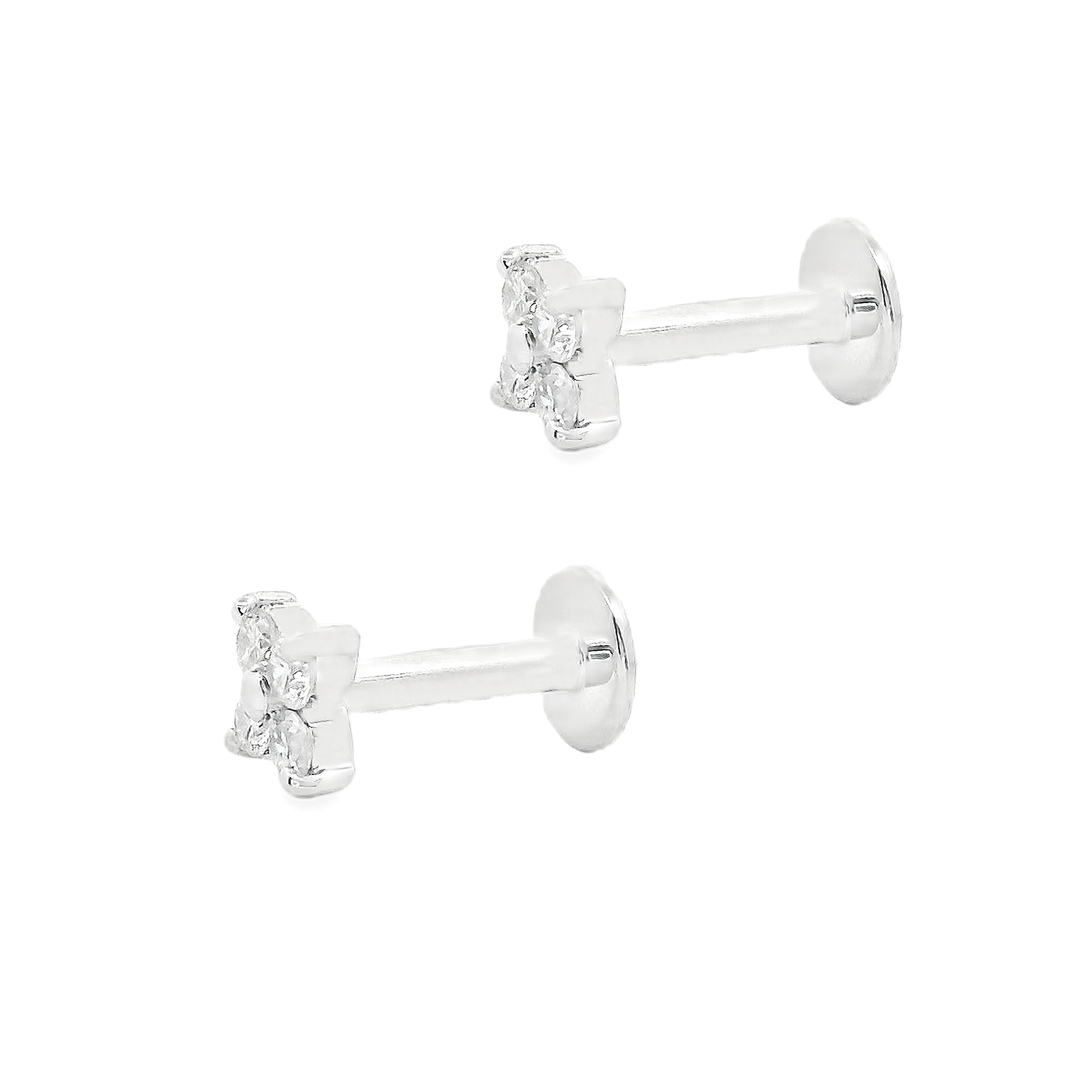 H.L. Gross & Bro. Jewelers .50ct 18k Gold Diamond Flower Flat Back Studs