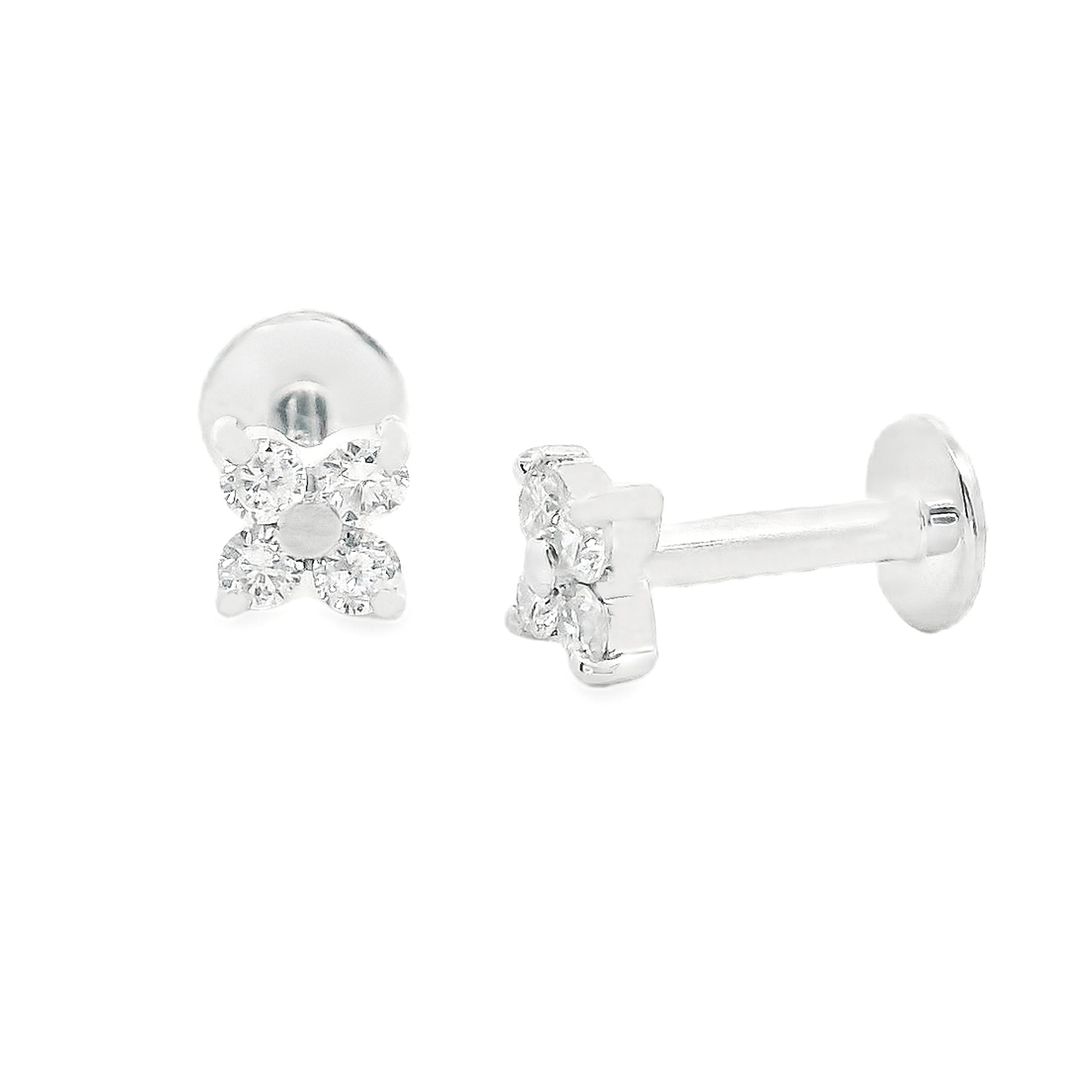 H.L. Gross & Bro. Jewelers .50ct 18k Gold Diamond Flower Flat Back Studs