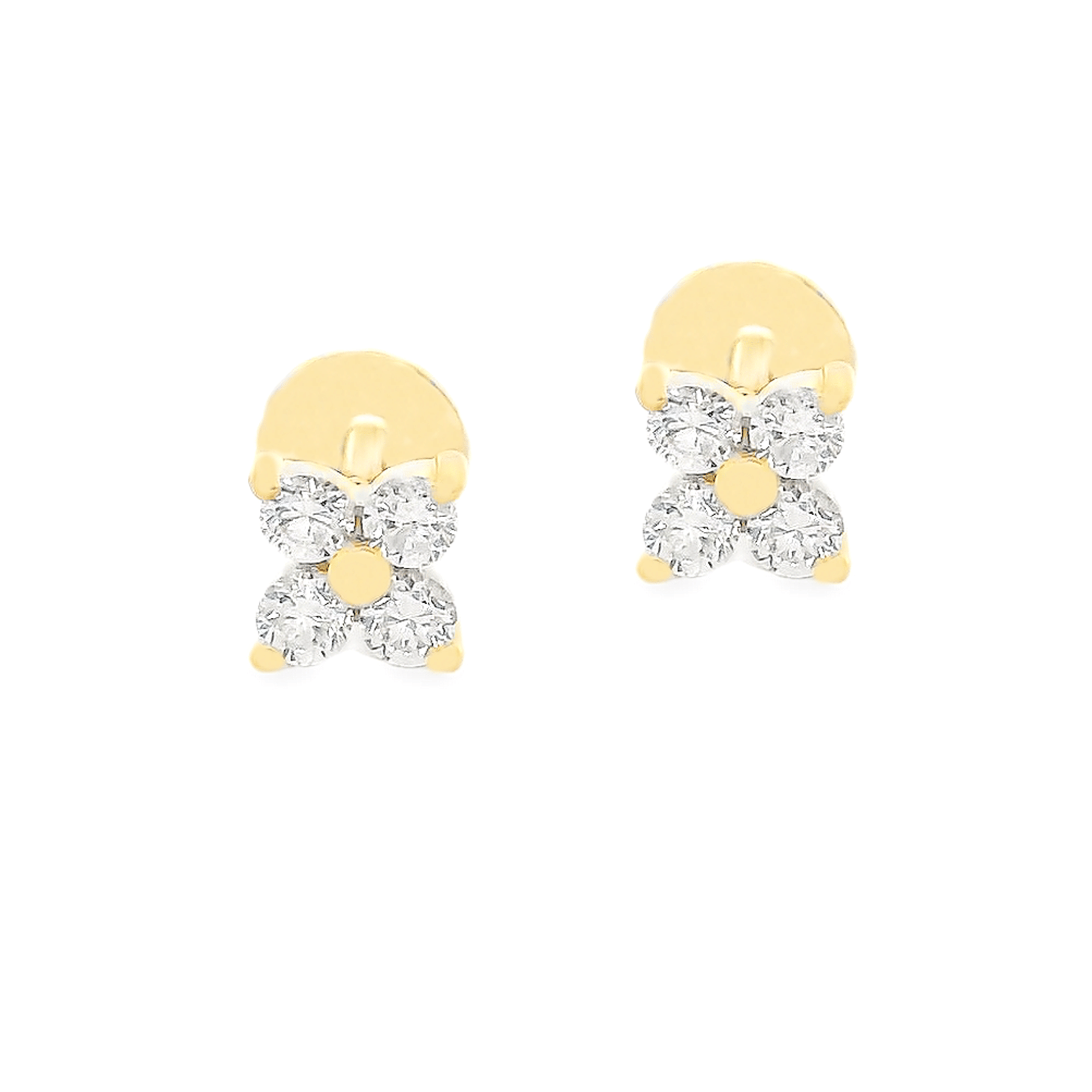 H.L. Gross & Bro. Jewelers .50ct 18k Gold Diamond Flower Flat Back Studs
